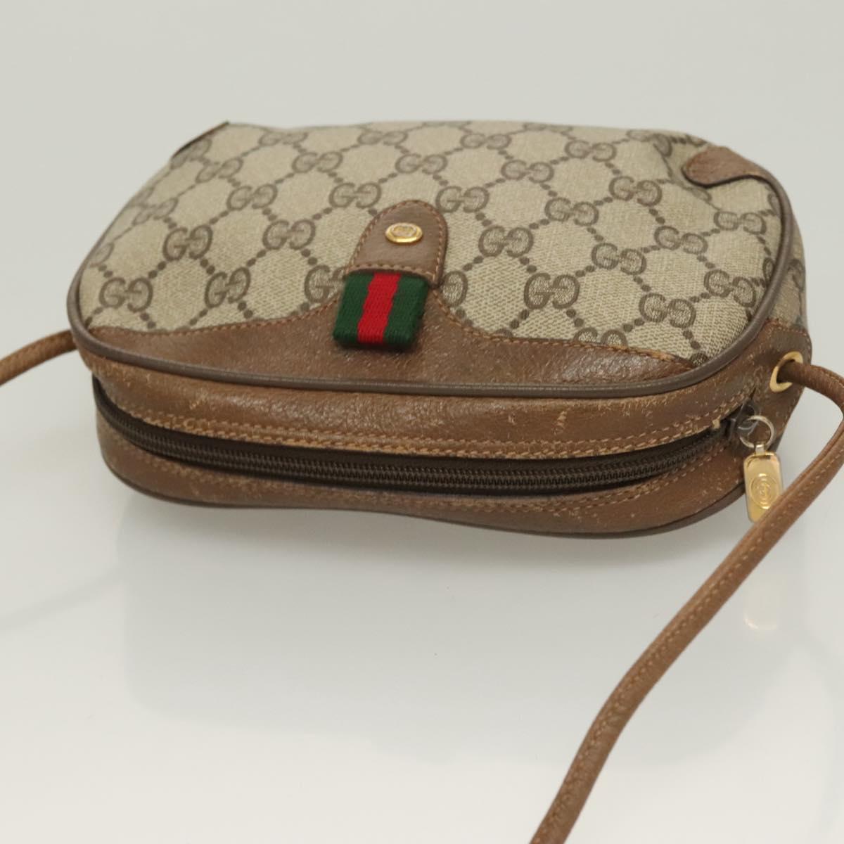 GUCCI GG Supreme Web Sherry Line Bag PVC Beige Gold 89 02 066 Auth BA3786