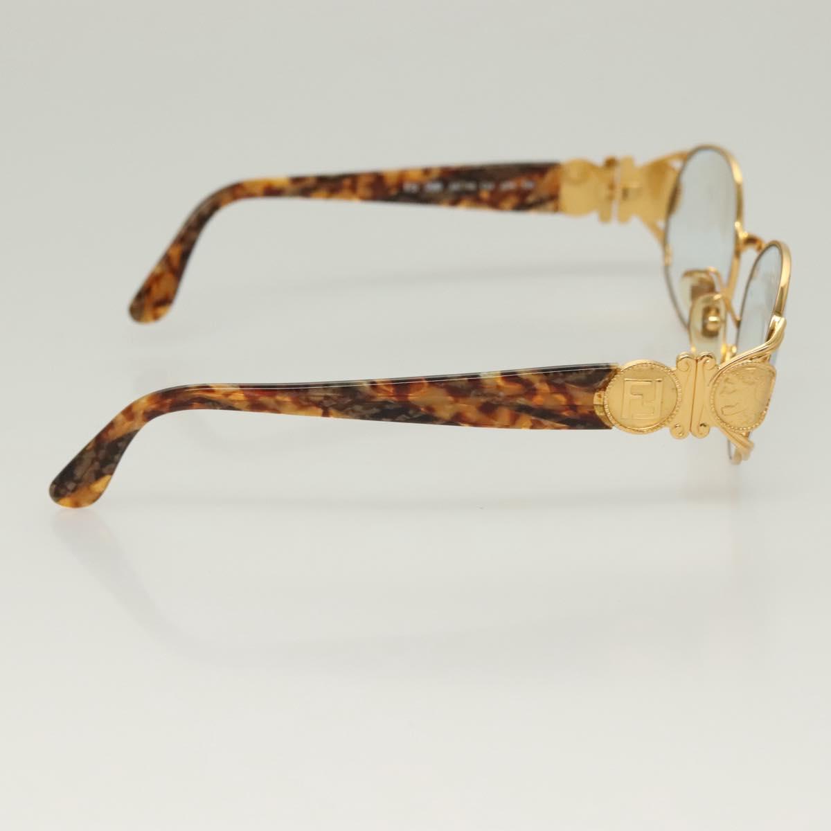 FENDI Glasses Plastic Brown Gold Auth BA3791
