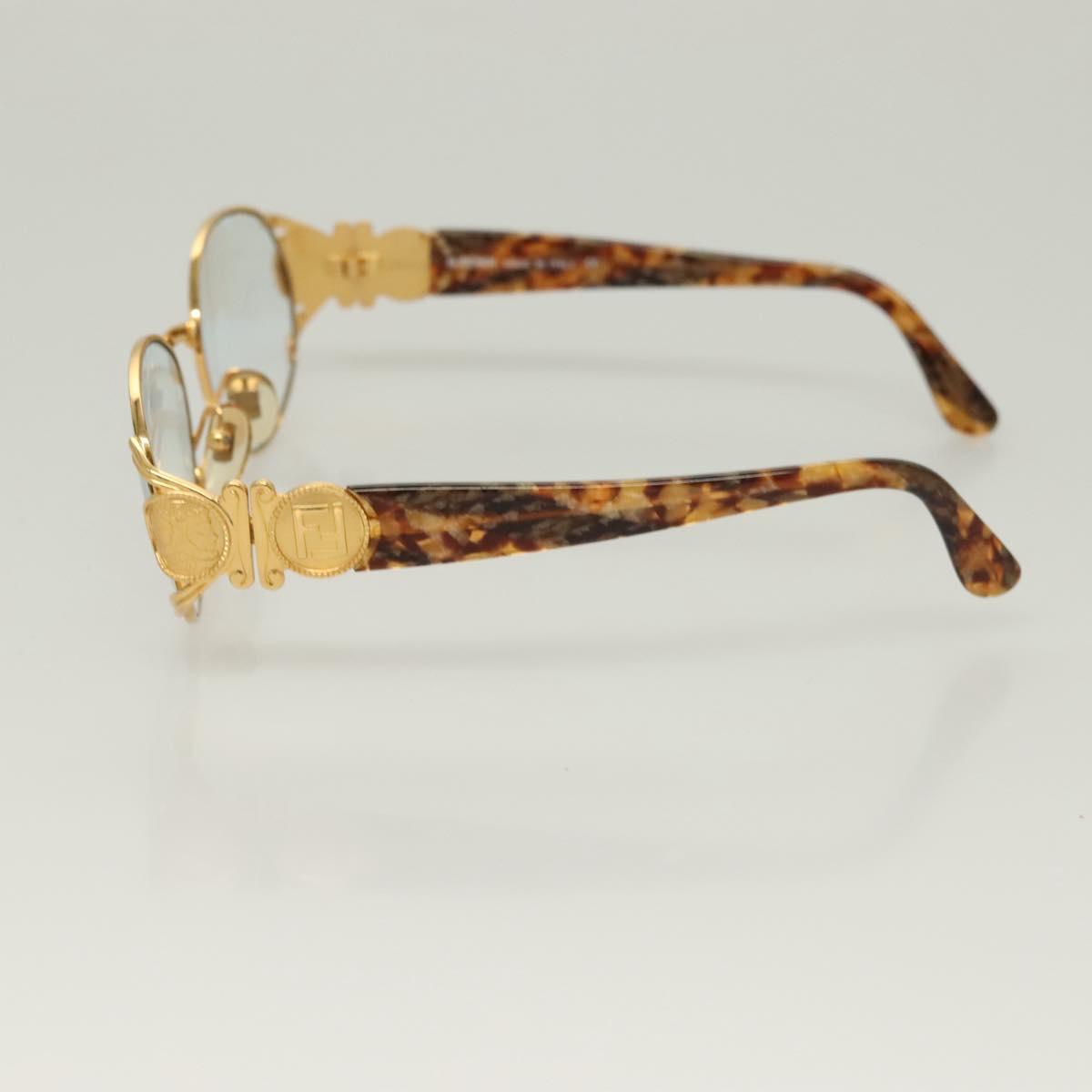 FENDI Glasses Plastic Brown Gold Auth BA3791