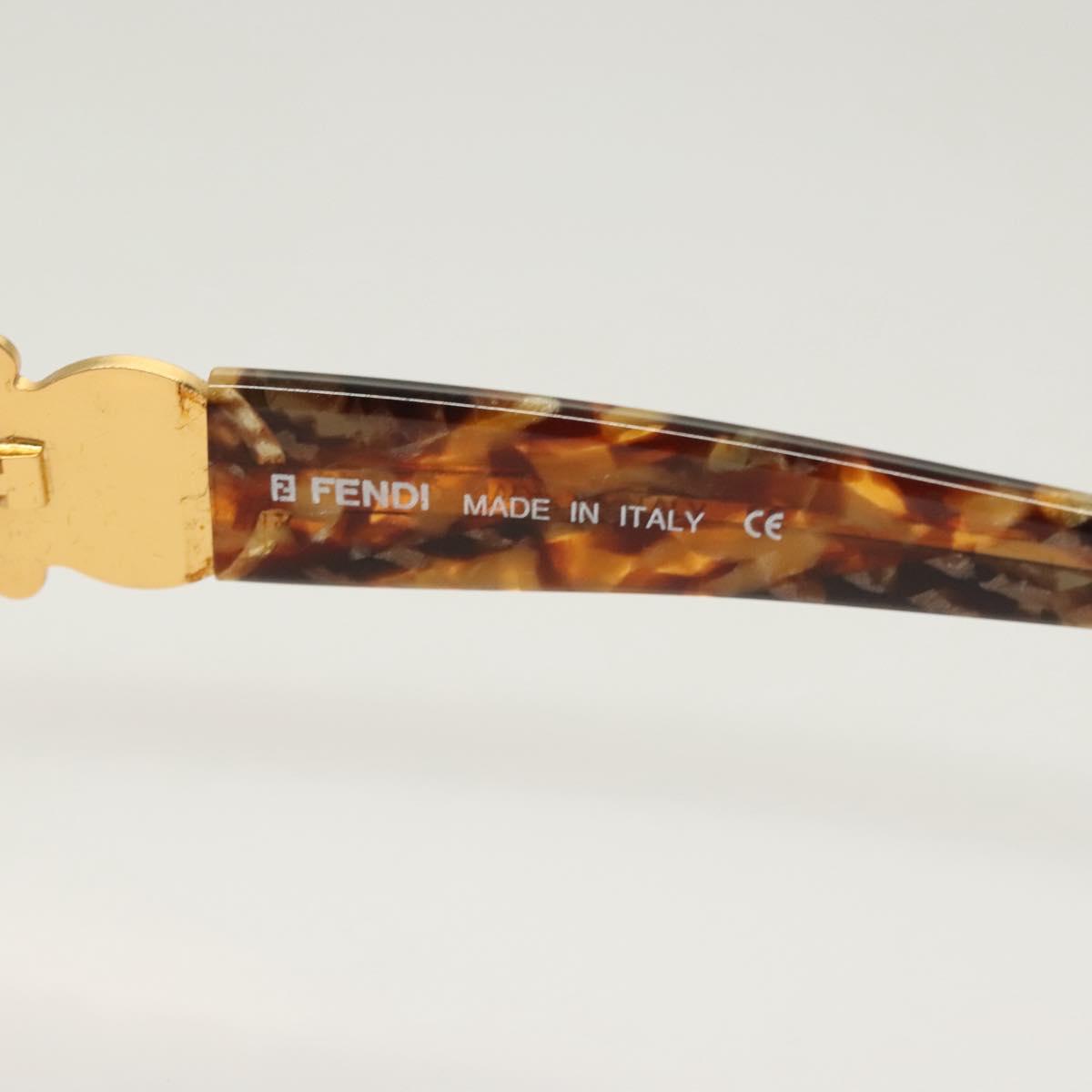 FENDI Glasses Plastic Brown Gold Auth BA3791