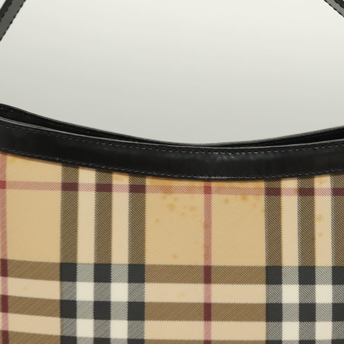 BURBERRY Nova Check Shoulder Bag PVC Beige Silver Auth BA3813