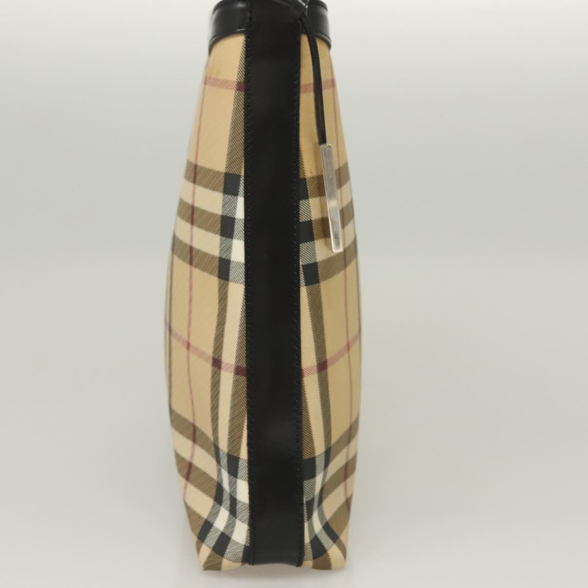 BURBERRY Nova Check Shoulder Bag PVC Beige Silver Auth BA3813