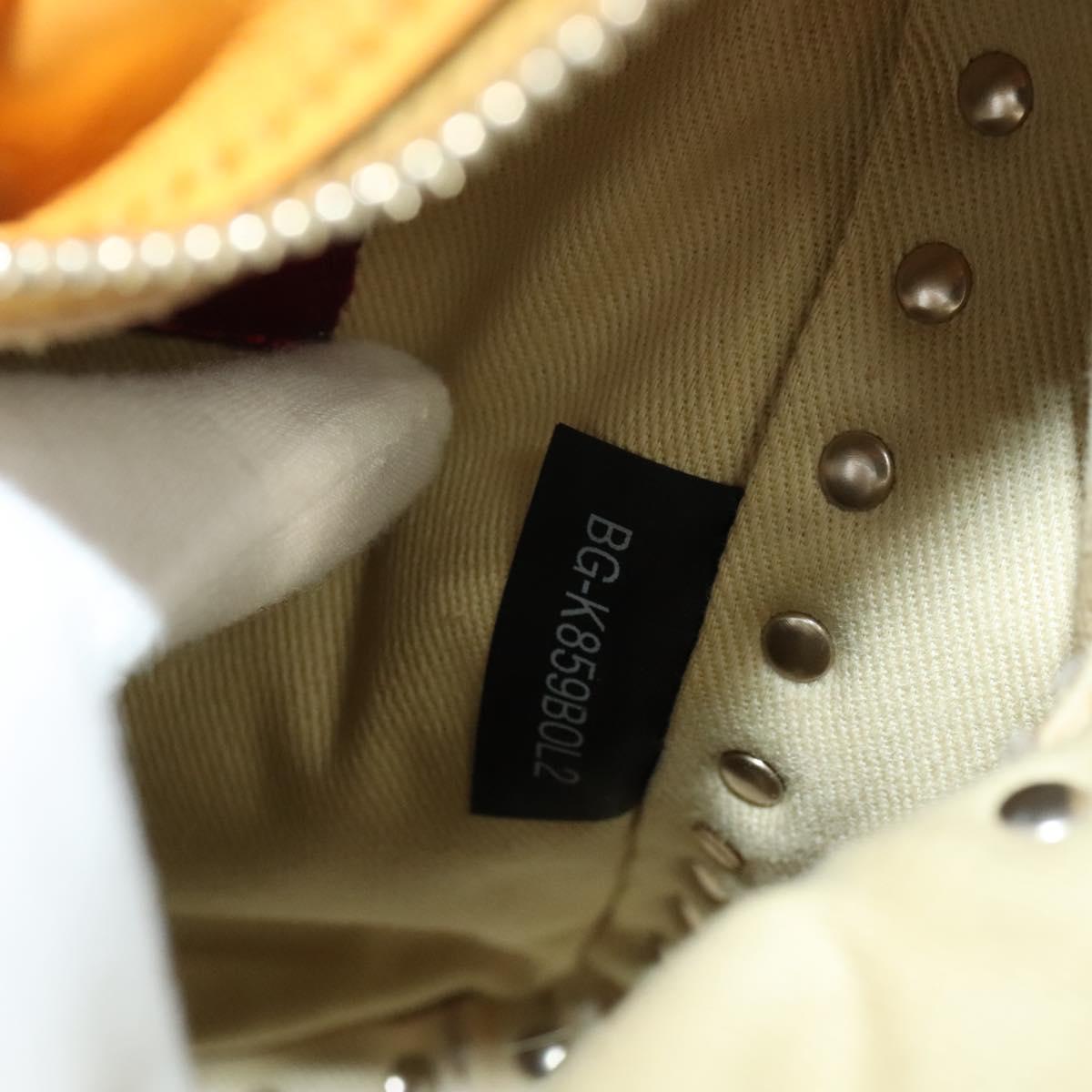 VALENTINO Studs Backpack Leather Yellow Silver Auth BA3815