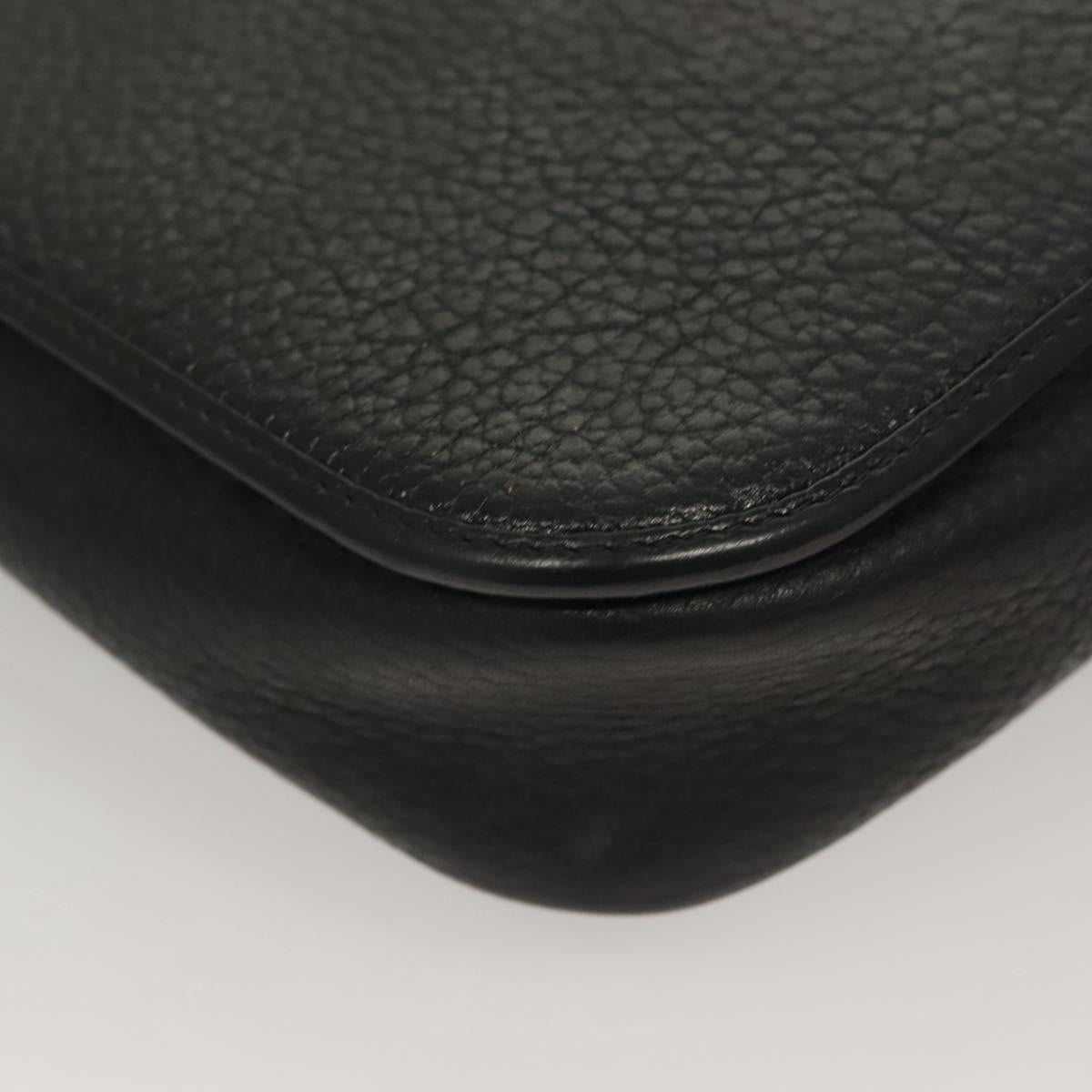 Christian Dior Shoulder Bag Leather Black Gold Auth BA3826