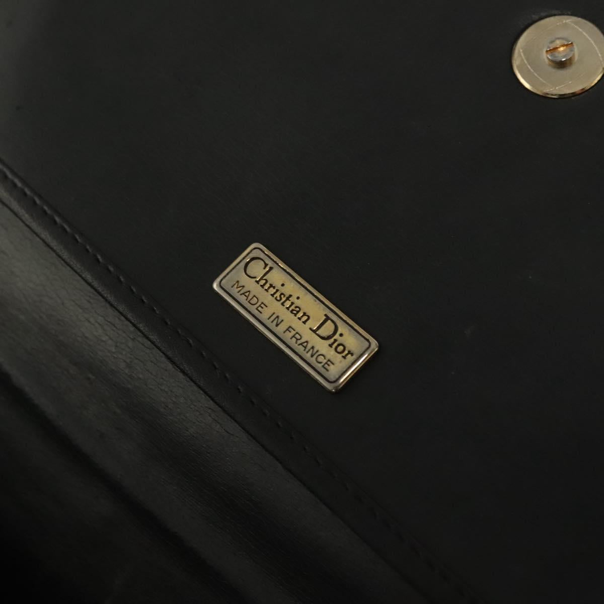 Christian Dior Shoulder Bag Leather Black Gold Auth BA3826