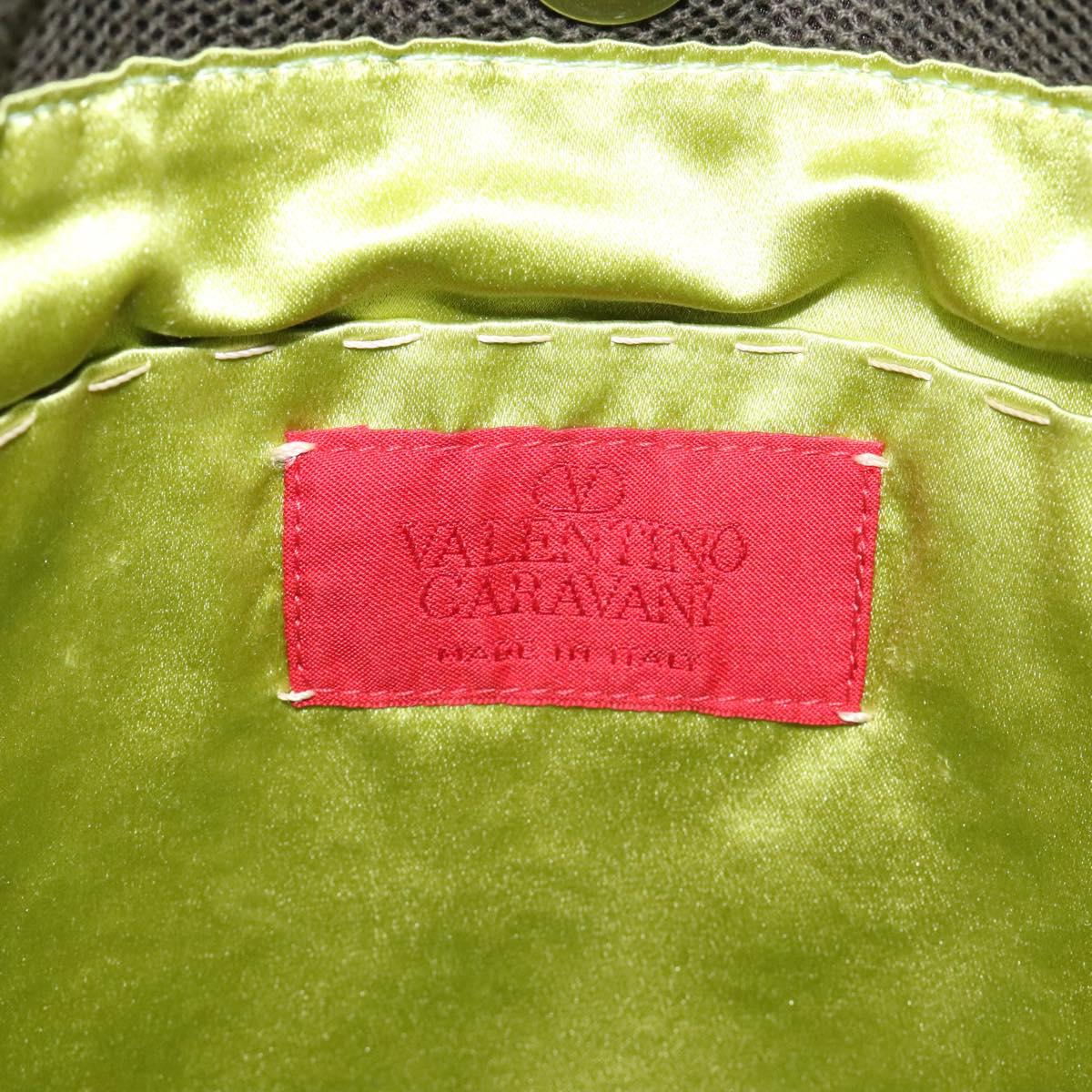 VALENTINO Shoulder Bag Canvas Khaki Silver Auth BA3829