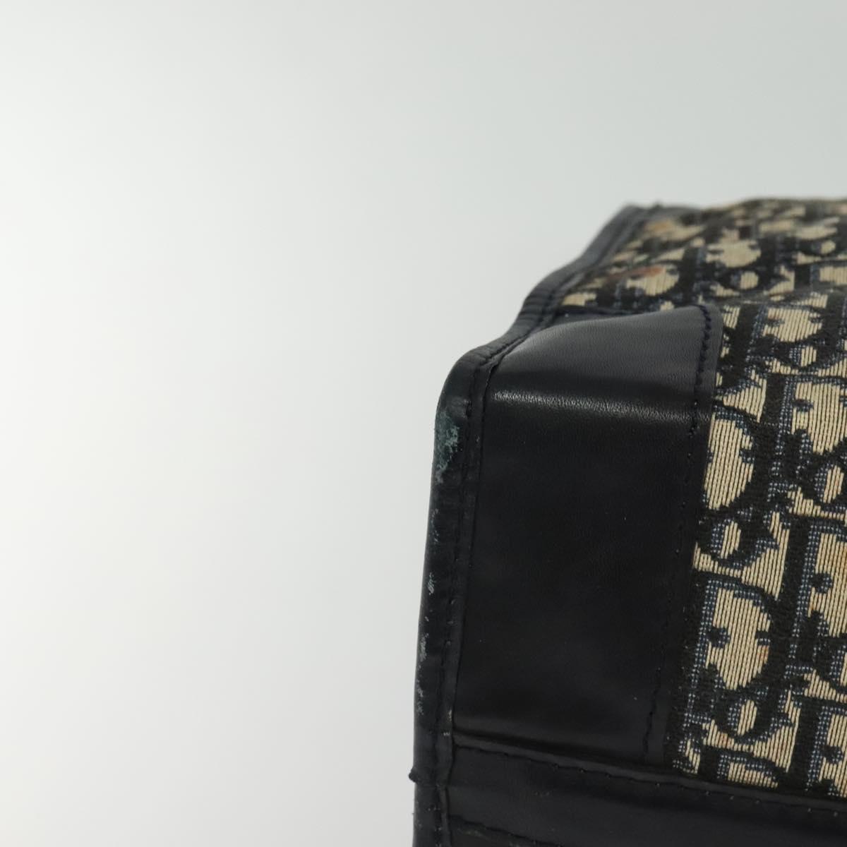 Christian Dior Trotter Canvas Boston Bag Navy Silver Auth BA3832