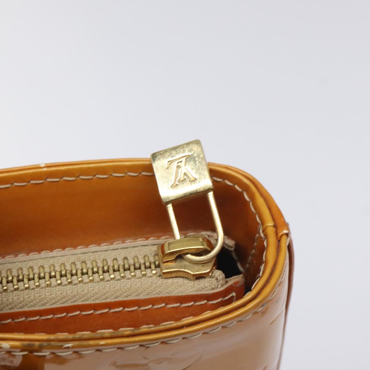 LOUIS VUITTON Monogram Vernis Houston Hand Bag Beige M91004 LV Auth BA3839