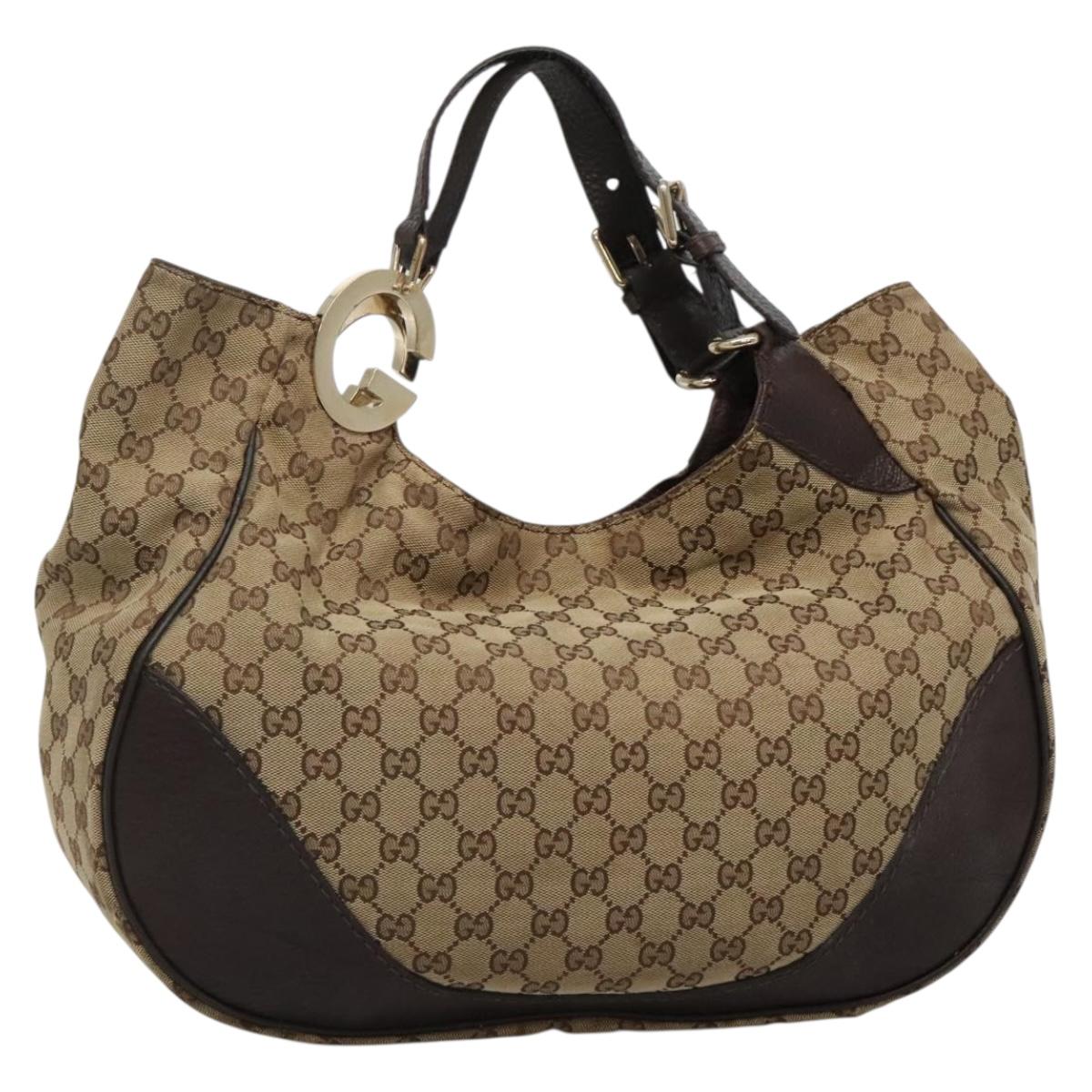 GUCCI GG Canvas Charlotte Shoulder Bag Beige Gold 203504 Auth BA3846