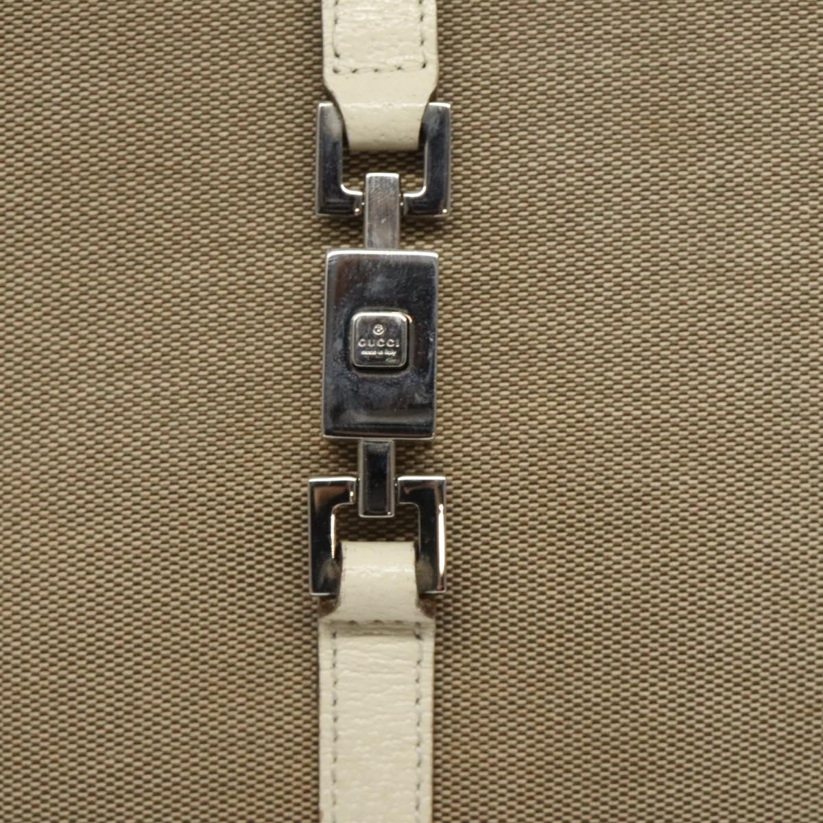 GUCCI Jackie Hand Bag Canvas Beige Silver 002 1073 Auth BA3848