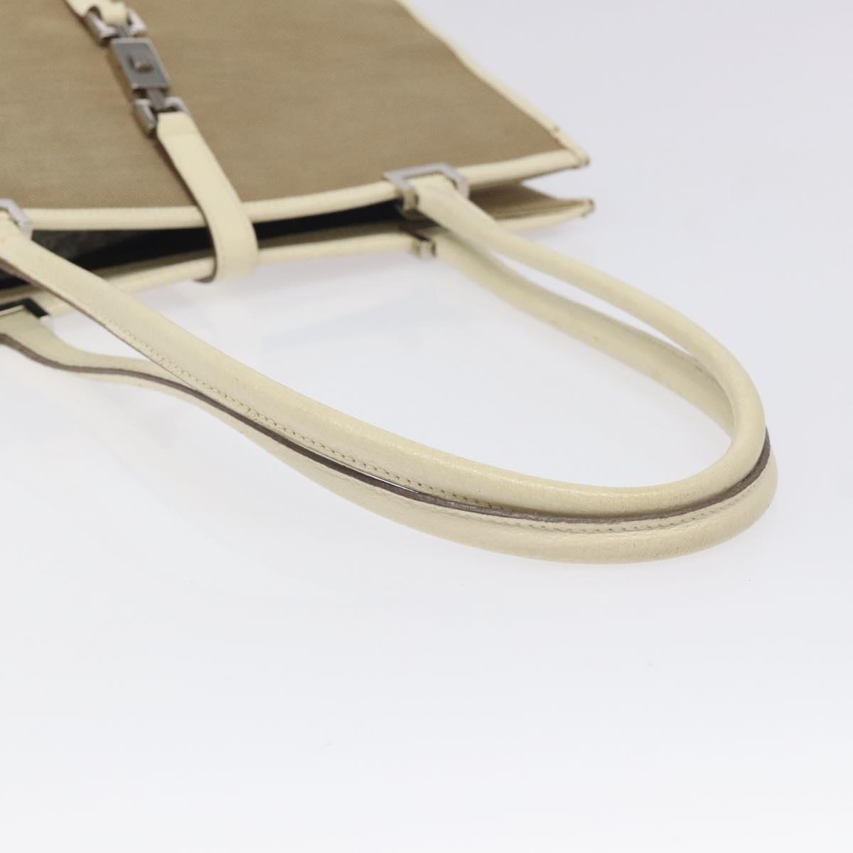 GUCCI Jackie Hand Bag Canvas Beige Silver 002 1073 Auth BA3848