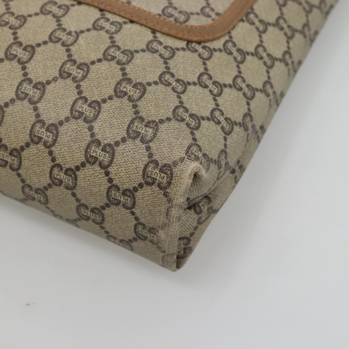 GUCCI GG Plus Supreme Web Sherry Line Tote Bag PVC Beige Gold Auth BA3850