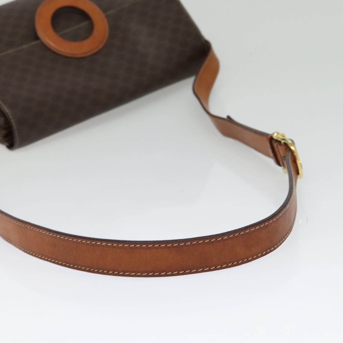 CELINE Macadam Canvas Shoulder Bag PVC Leather Brown Gold Auth BA3852