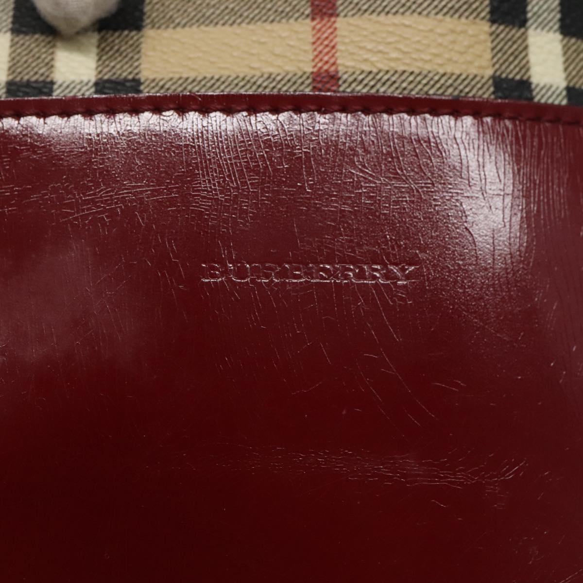 BURBERRY Nova Check Tote Bag PVC Beige Silver Auth BA3864