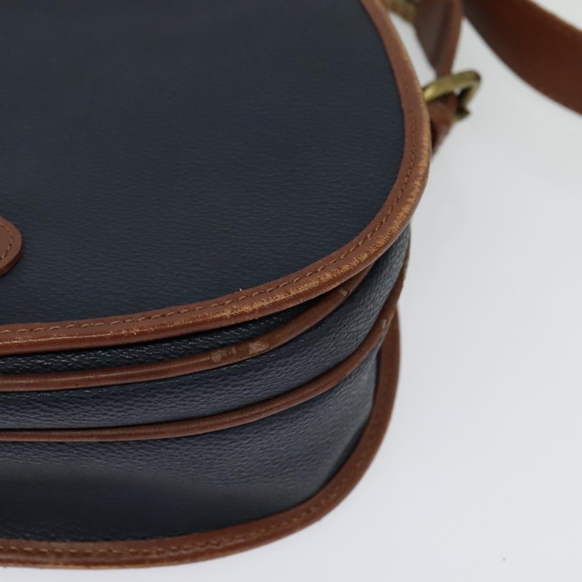 Burberrys Shoulder Bag Leather PVC Navy Gold Auth BA3865