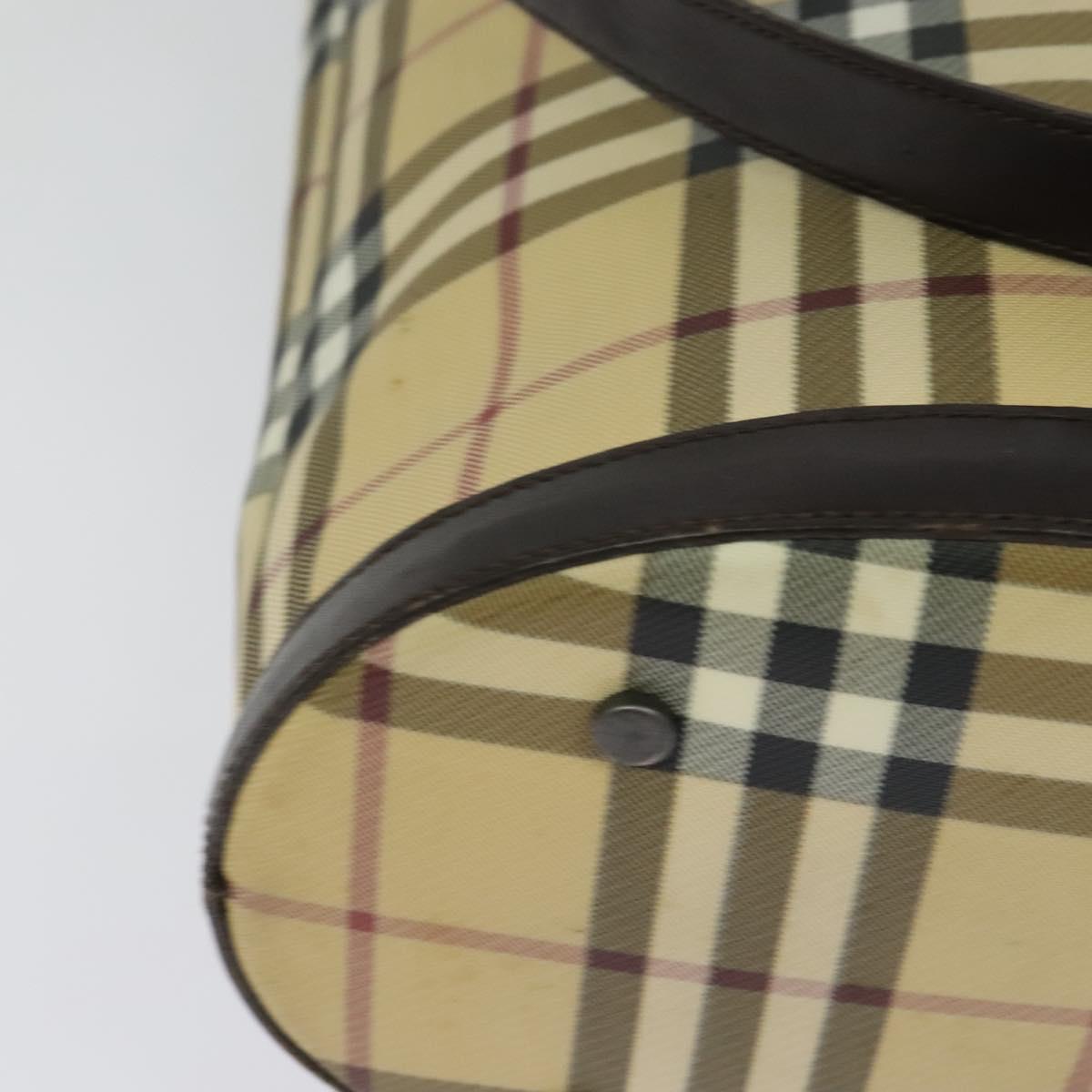 BURBERRY Nova Check Shoulder Bag PVC Beige Auth BA3875