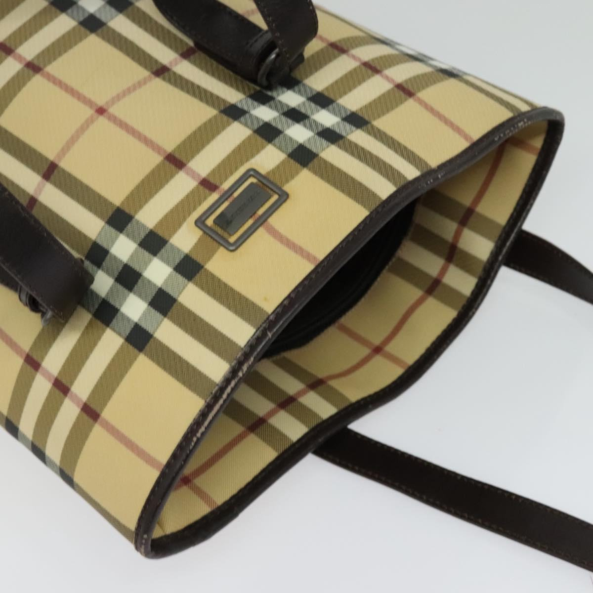 BURBERRY Nova Check Shoulder Bag PVC Beige Auth BA3875