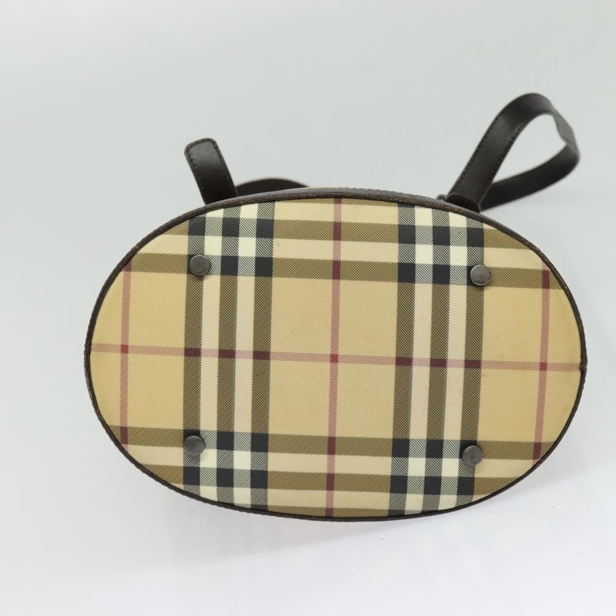 BURBERRY Nova Check Shoulder Bag PVC Beige Auth BA3875