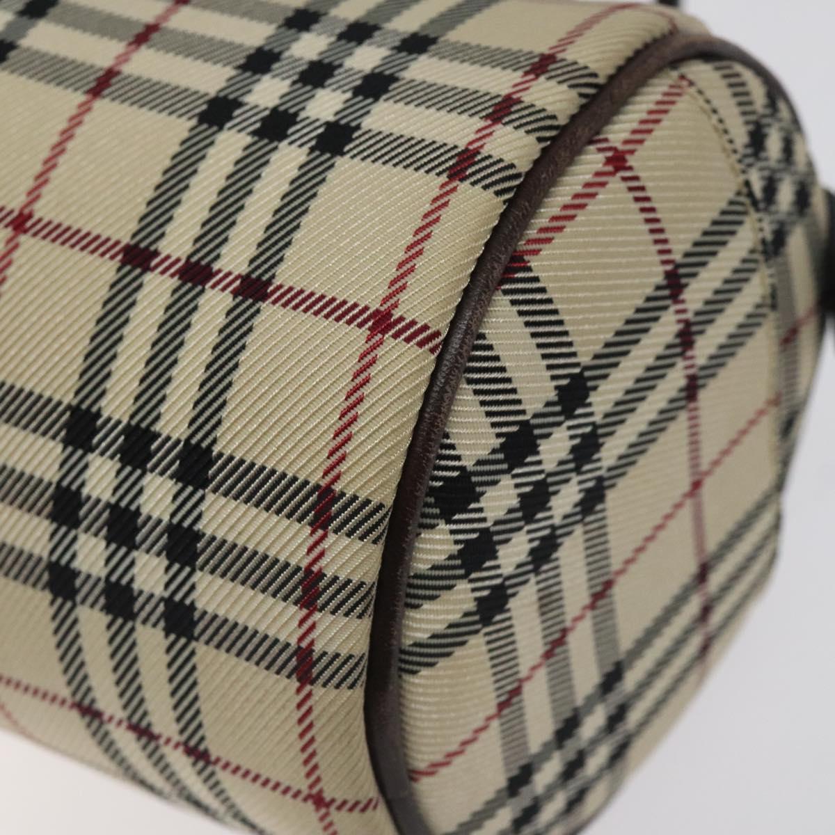 BURBERRY Nova Check Hand Bag Canvas Beige Silver Auth BA3892