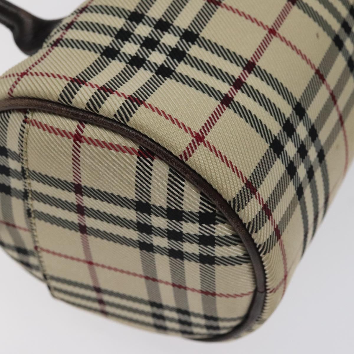 BURBERRY Nova Check Hand Bag Canvas Beige Silver Auth BA3892