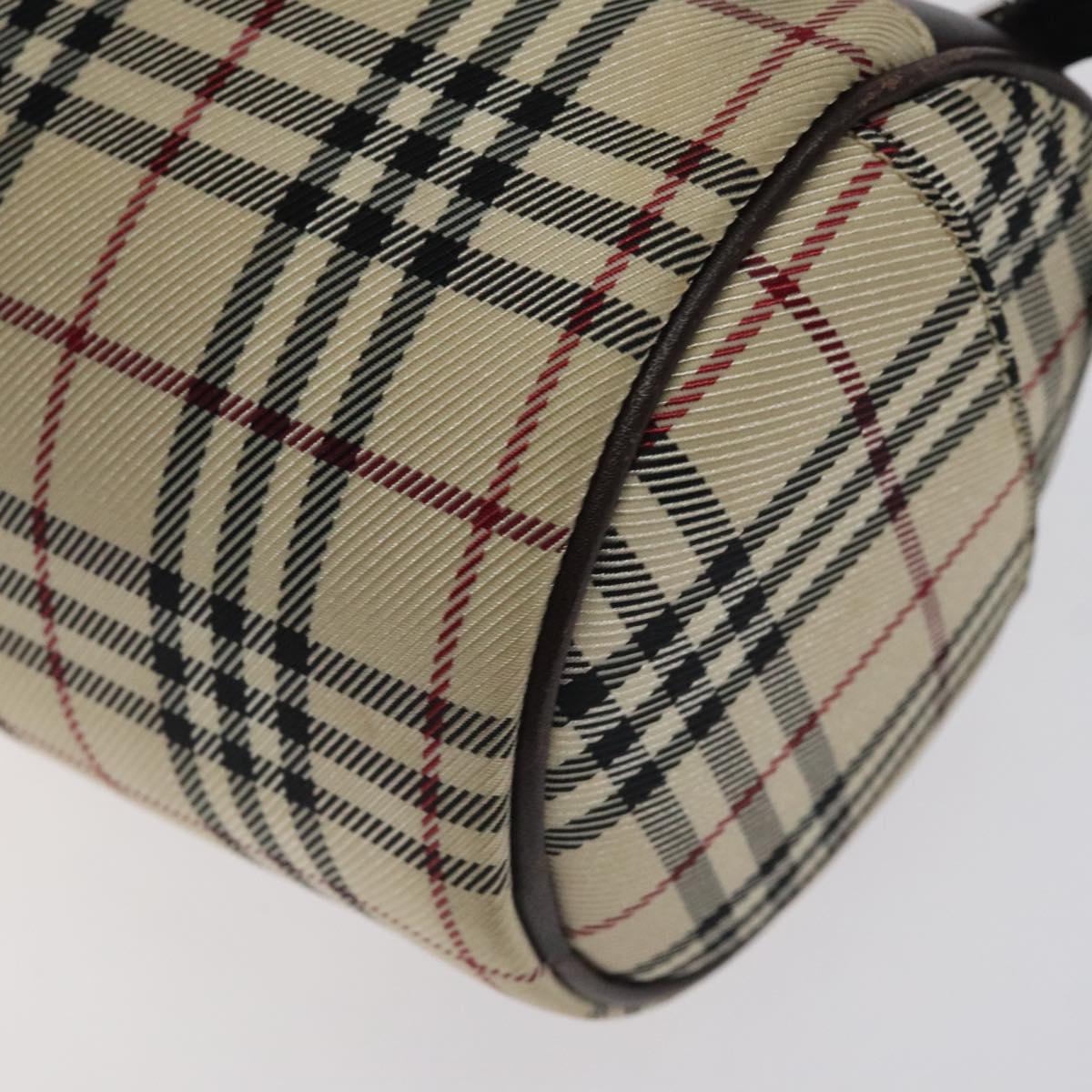 BURBERRY Nova Check Hand Bag Canvas Beige Silver Auth BA3892