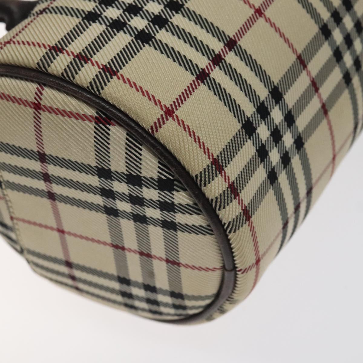 BURBERRY Nova Check Hand Bag Canvas Beige Silver Auth BA3892