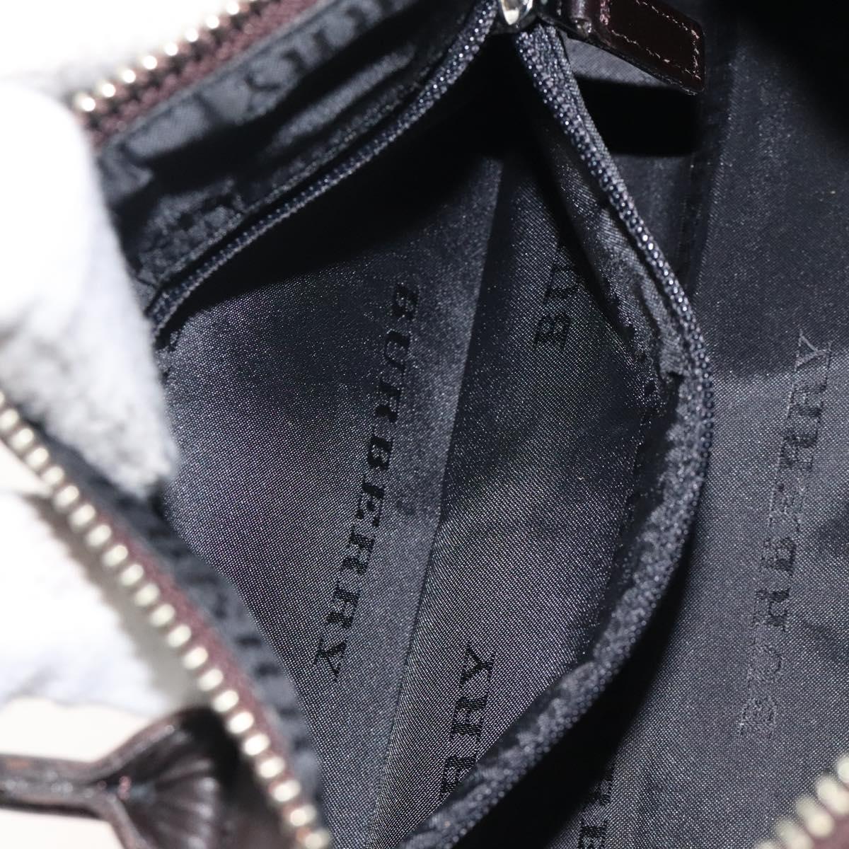 BURBERRY Nova Check Hand Bag Canvas Beige Silver Auth BA3892