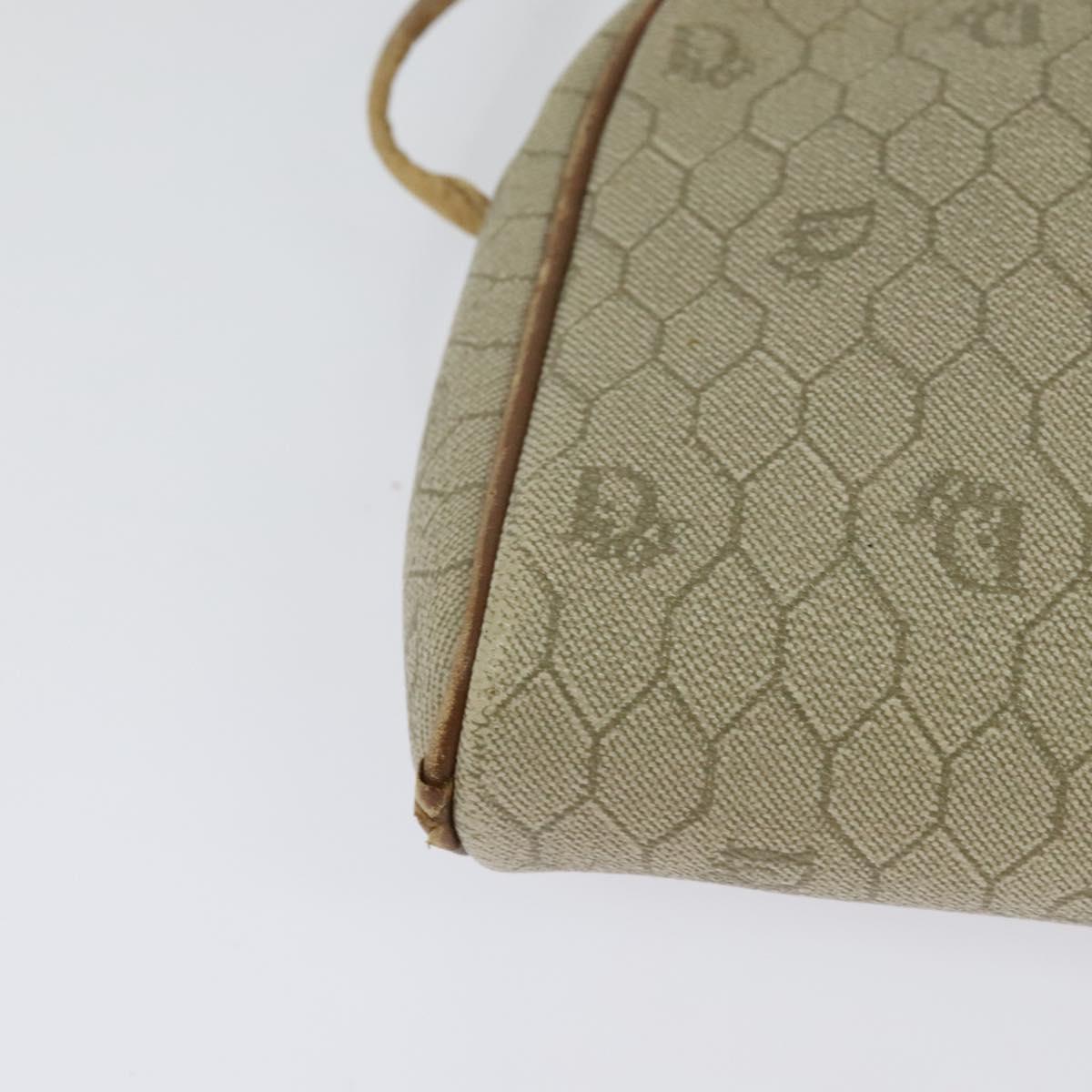 Christian Dior Honeycomb Canvas Shoulder Bag PVC Beige Auth BA3904