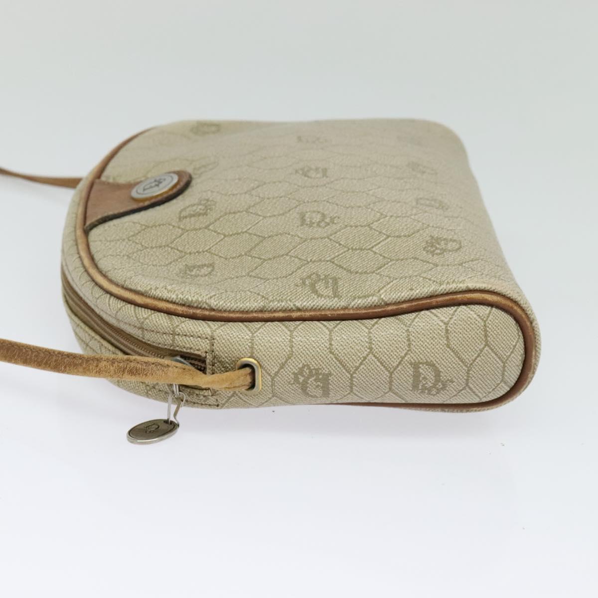 Christian Dior Honeycomb Canvas Shoulder Bag PVC Beige Auth BA3904