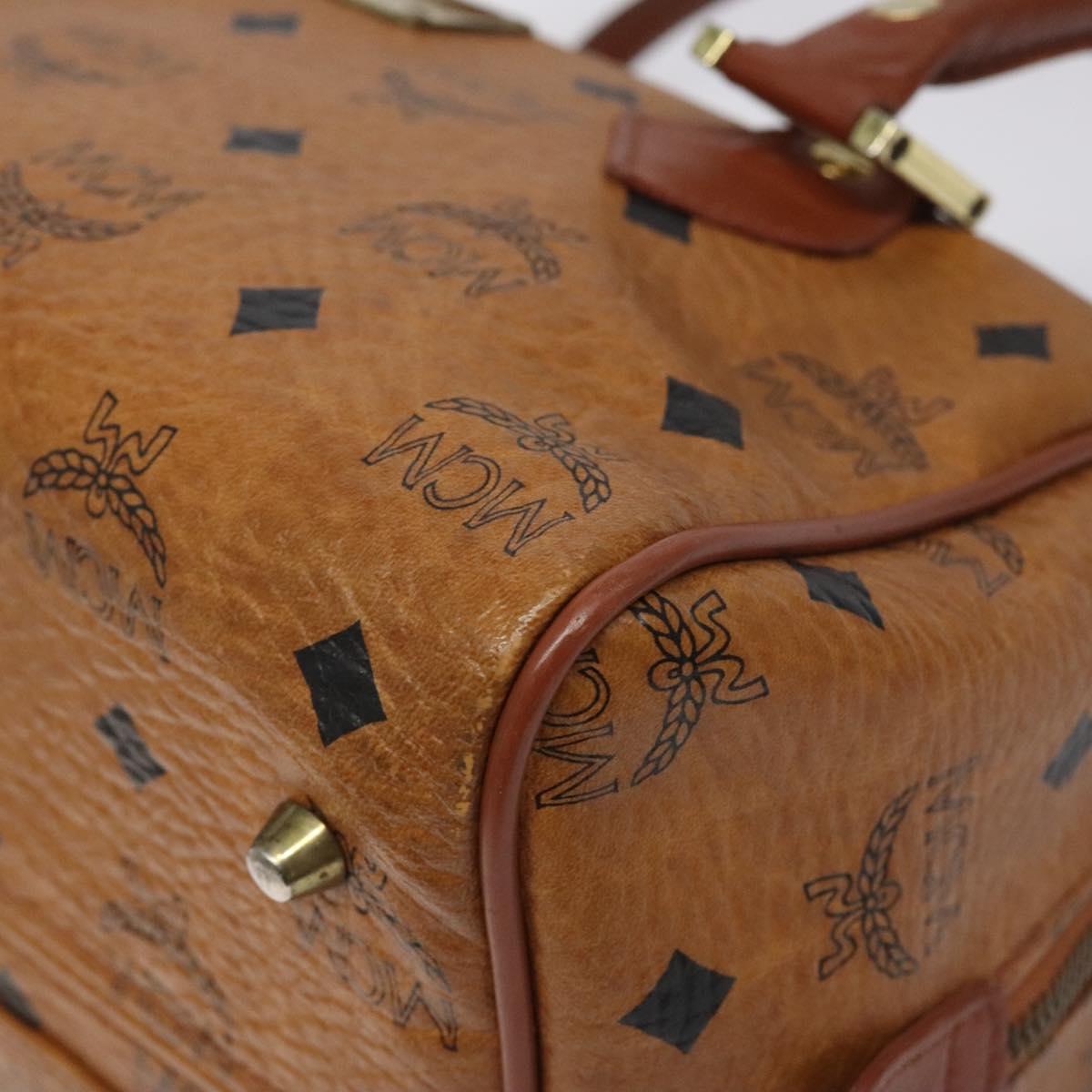 MCM Logogram Vicetos Hand Bag PVC Leather Brown Gold Auth BA3905