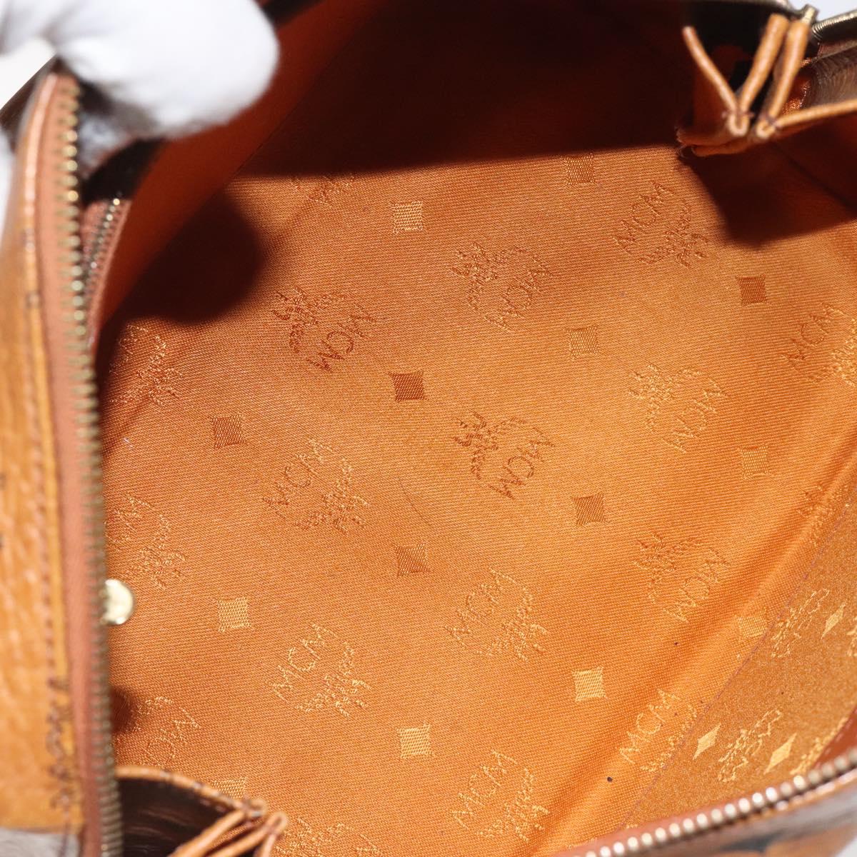 MCM Logogram Vicetos Hand Bag PVC Leather Brown Gold Auth BA3905