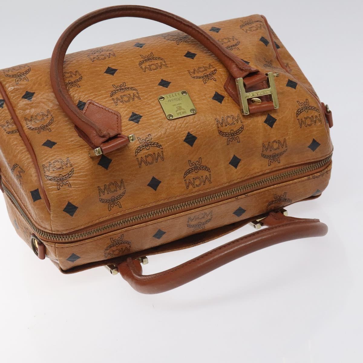 MCM Logogram Vicetos Hand Bag PVC Leather Brown Gold Auth BA3905