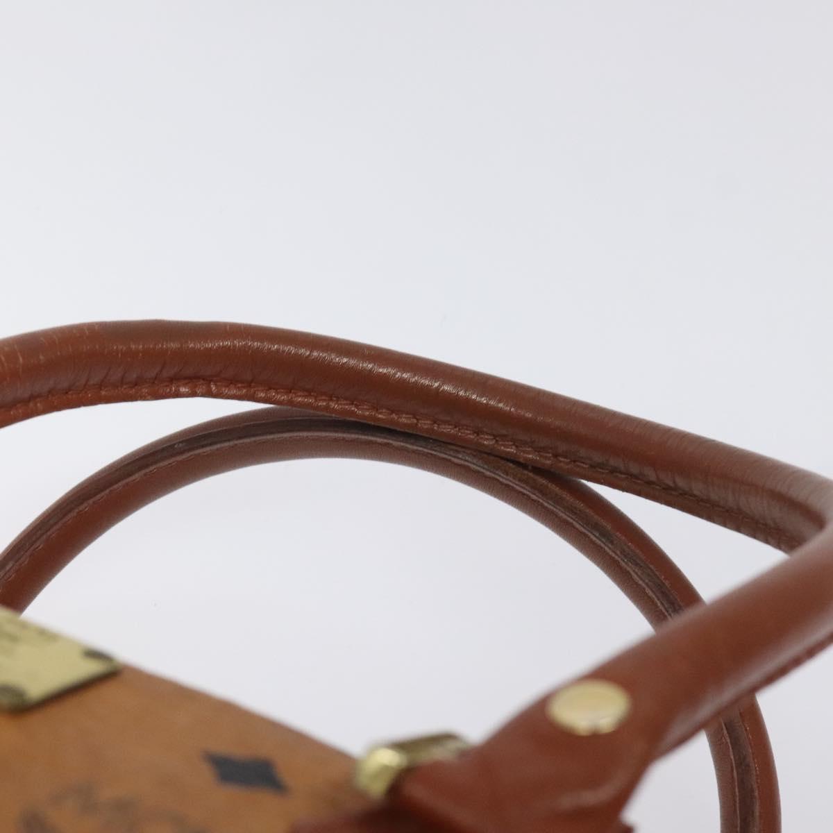 MCM Logogram Vicetos Hand Bag PVC Leather Brown Gold Auth BA3905