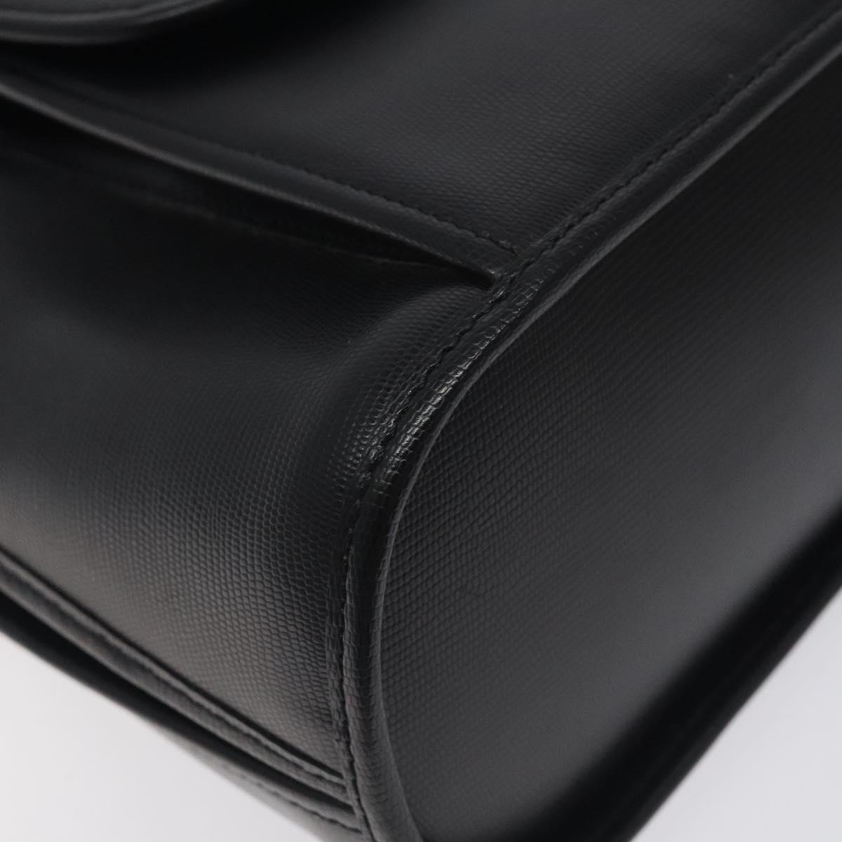 CELINE Hand Bag Leather Black Gold Auth BA3907