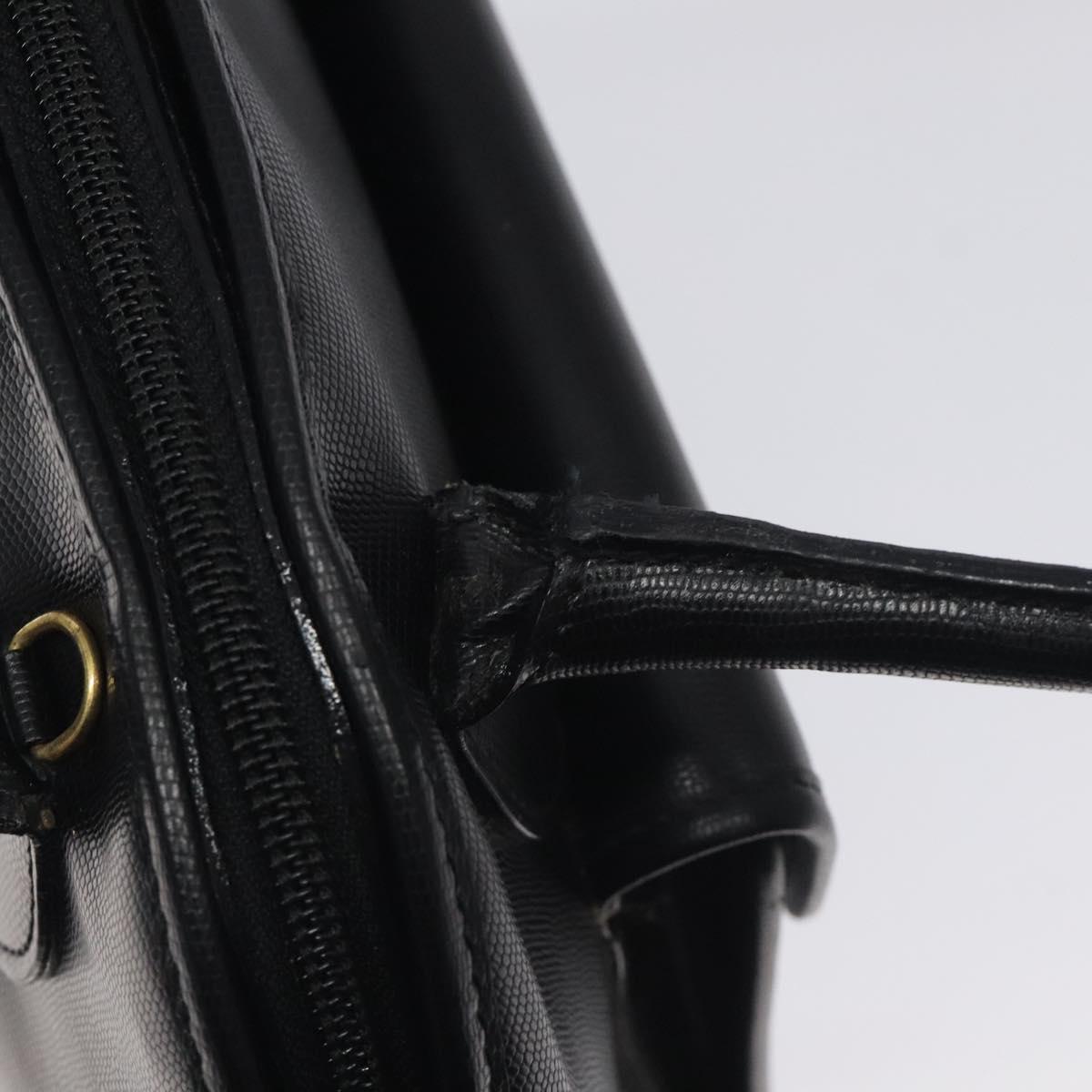 CELINE Hand Bag Leather Black Gold Auth BA3907