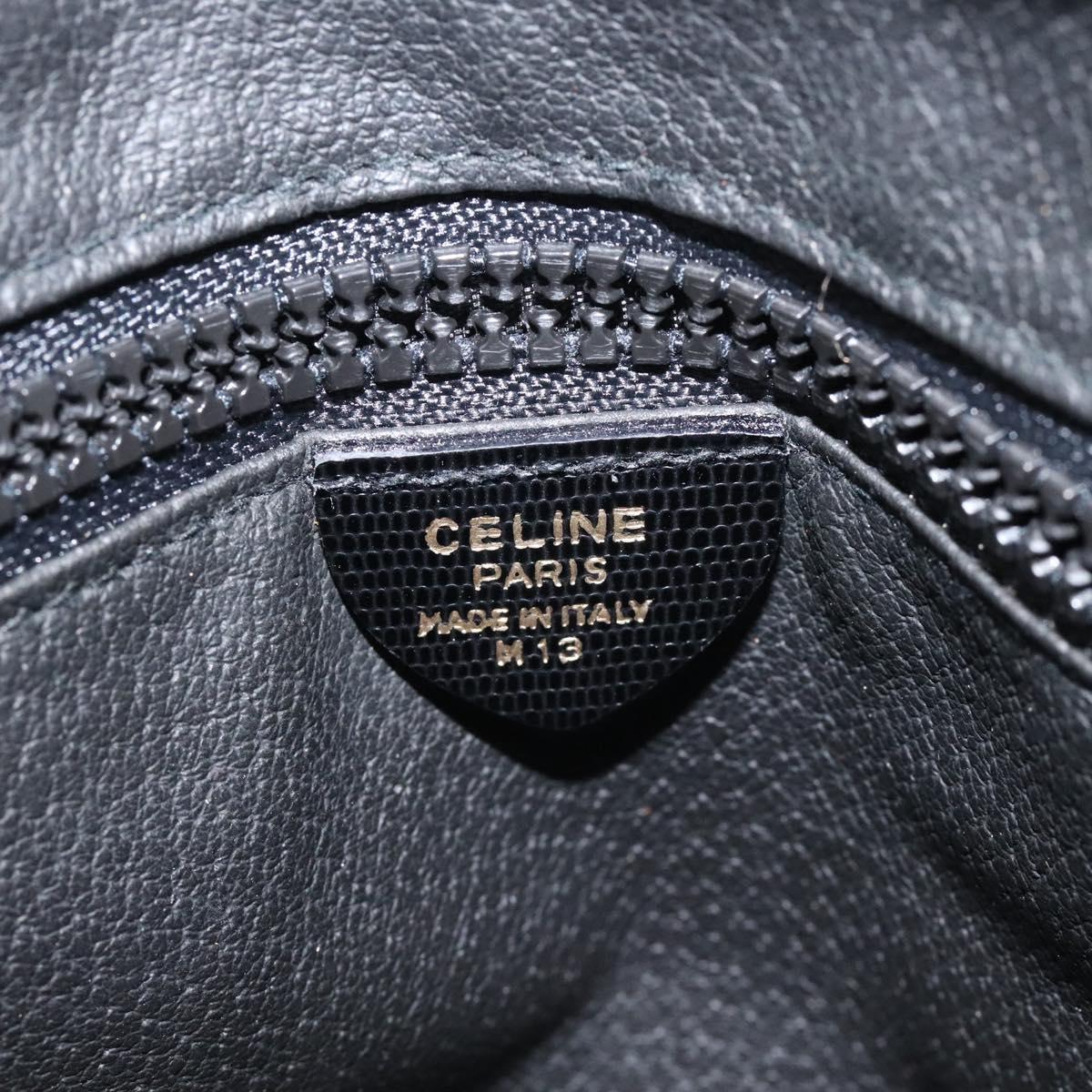 CELINE Hand Bag Leather Black Gold Auth BA3907