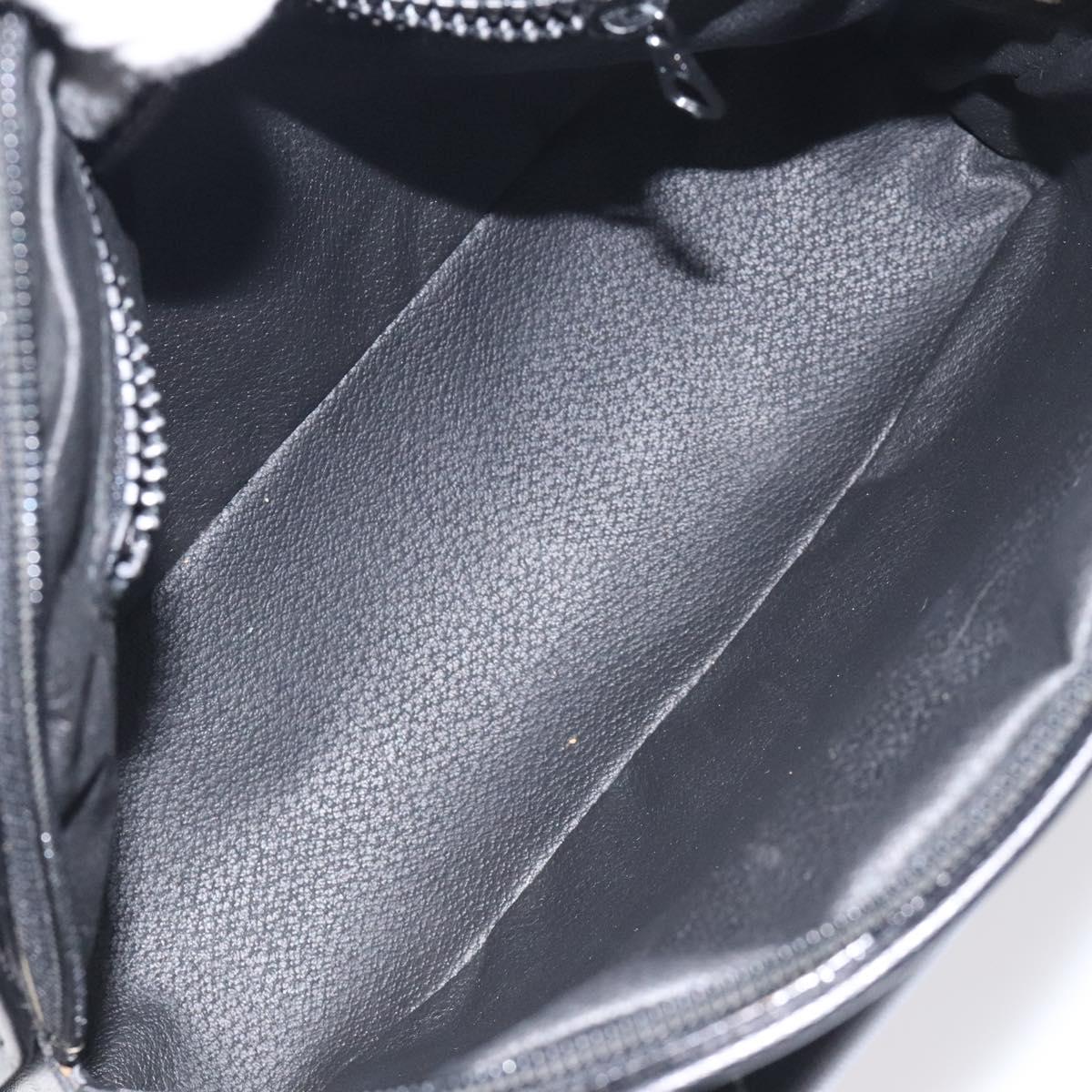 CELINE Hand Bag Leather Black Gold Auth BA3907