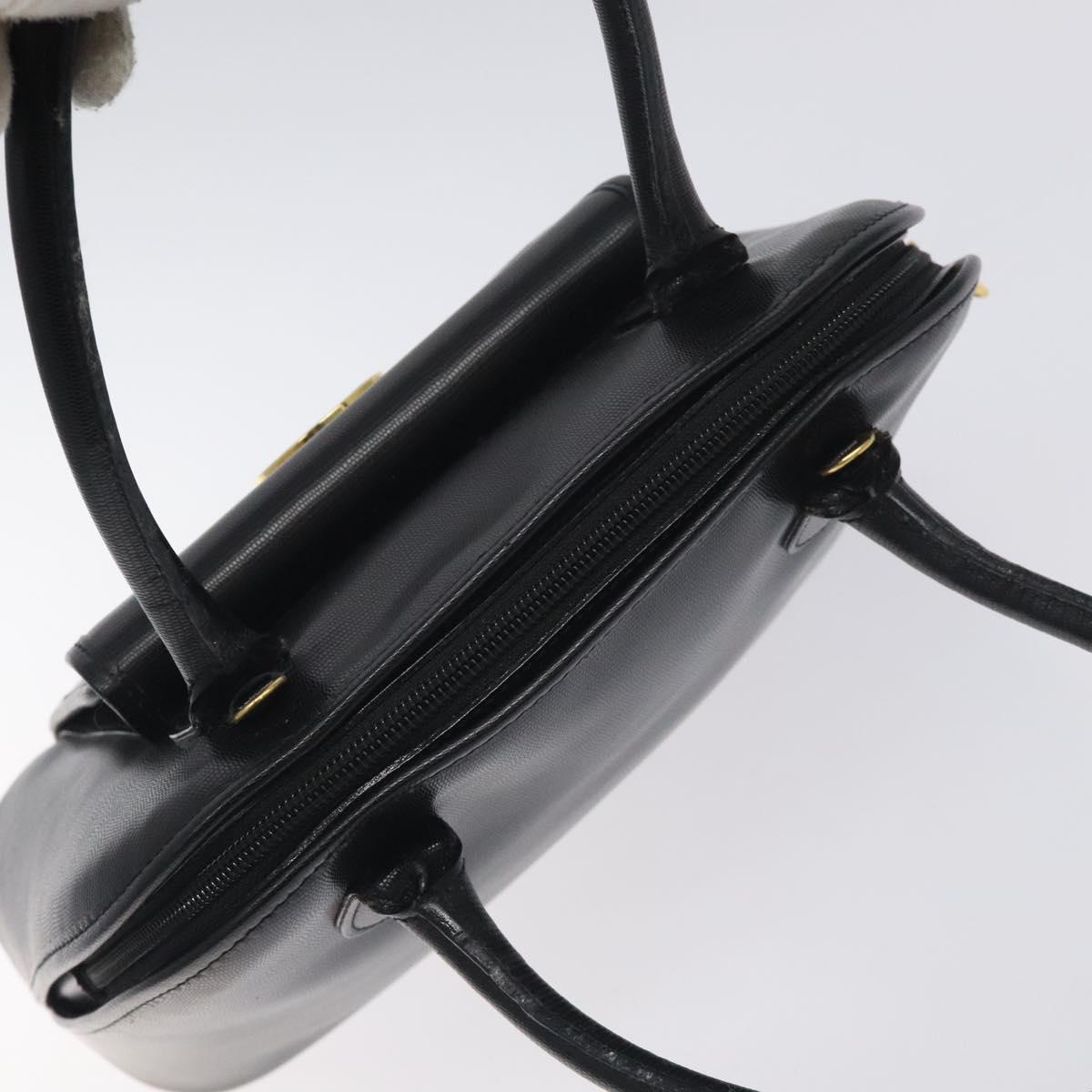 CELINE Hand Bag Leather Black Gold Auth BA3907