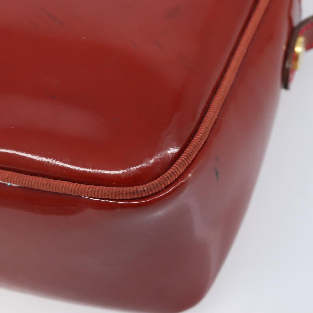Salvatore Ferragamo Vala Shoulder Bag Patent leather Red Gold Auth BA3910