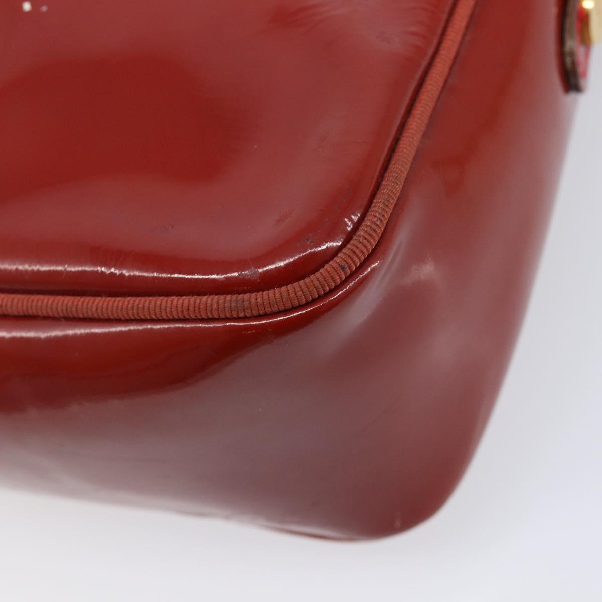 Salvatore Ferragamo Vala Shoulder Bag Patent leather Red Gold Auth BA3910