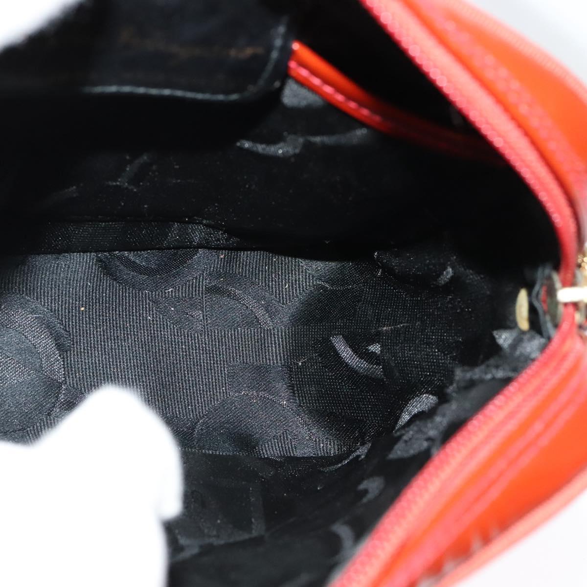 Salvatore Ferragamo Vala Shoulder Bag Patent leather Red Gold Auth BA3910