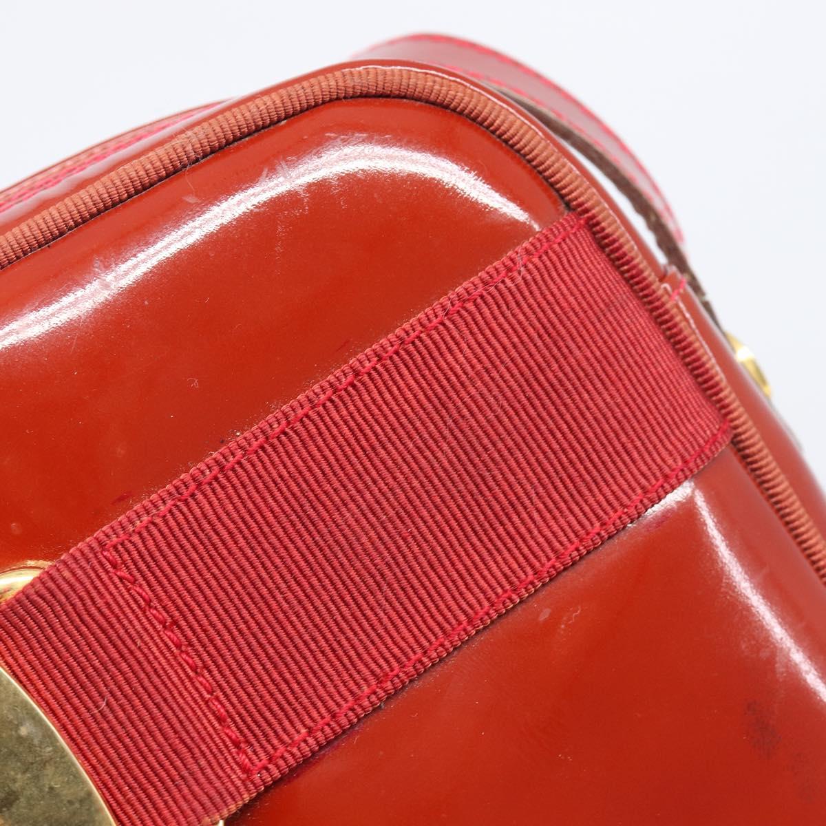 Salvatore Ferragamo Vala Shoulder Bag Patent leather Red Gold Auth BA3910