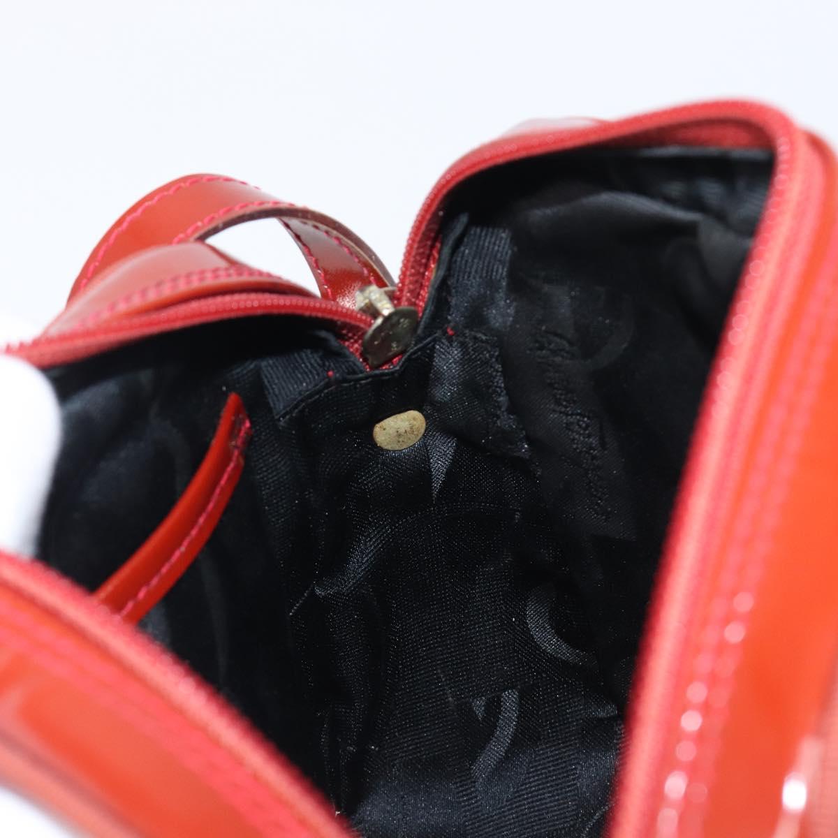 Salvatore Ferragamo Vala Shoulder Bag Patent leather Red Gold Auth BA3910
