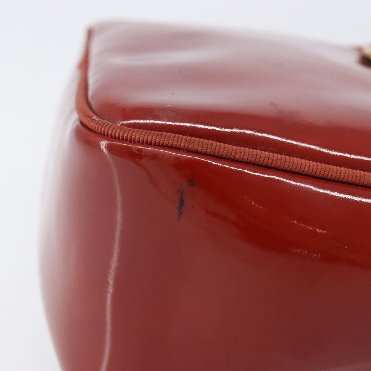 Salvatore Ferragamo Vala Shoulder Bag Patent leather Red Gold Auth BA3910