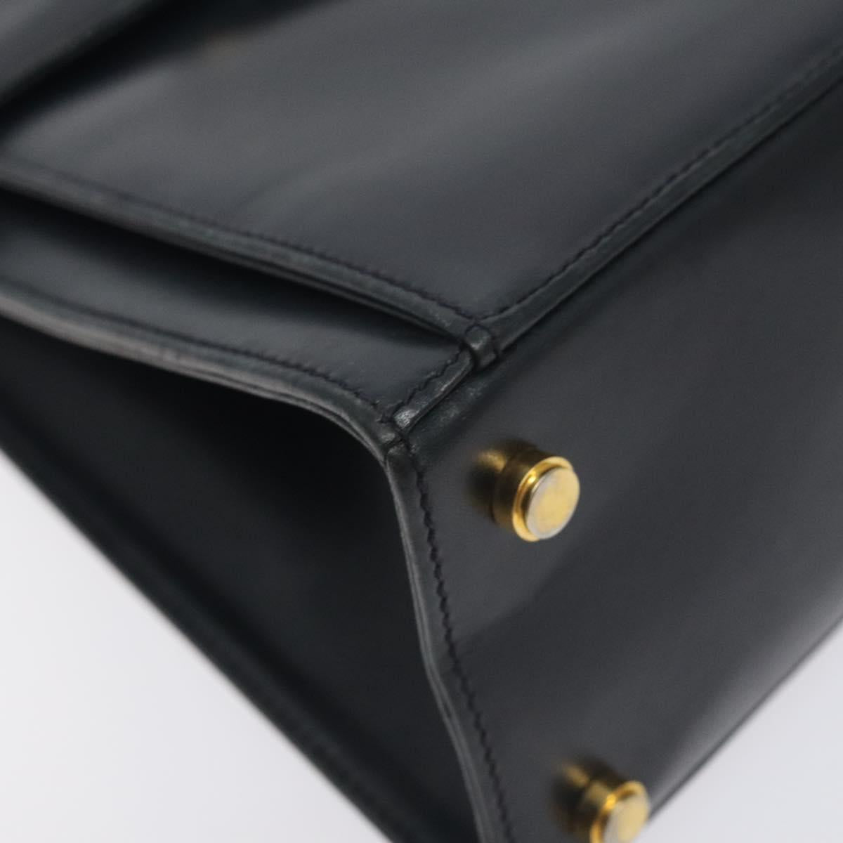 Salvatore Ferragamo Hand Bag Leather Black Gold Auth BA3911