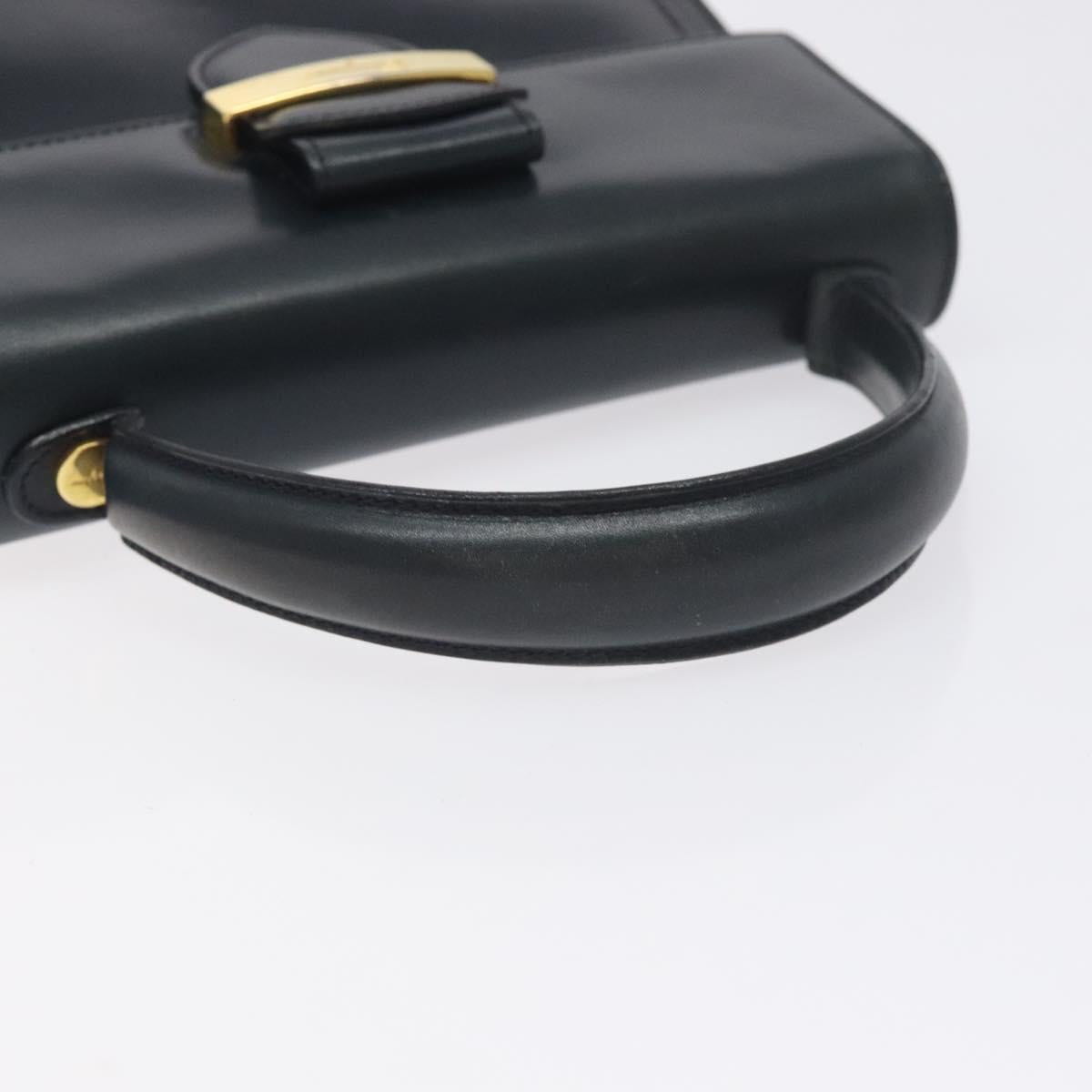 Salvatore Ferragamo Hand Bag Leather Black Gold Auth BA3911