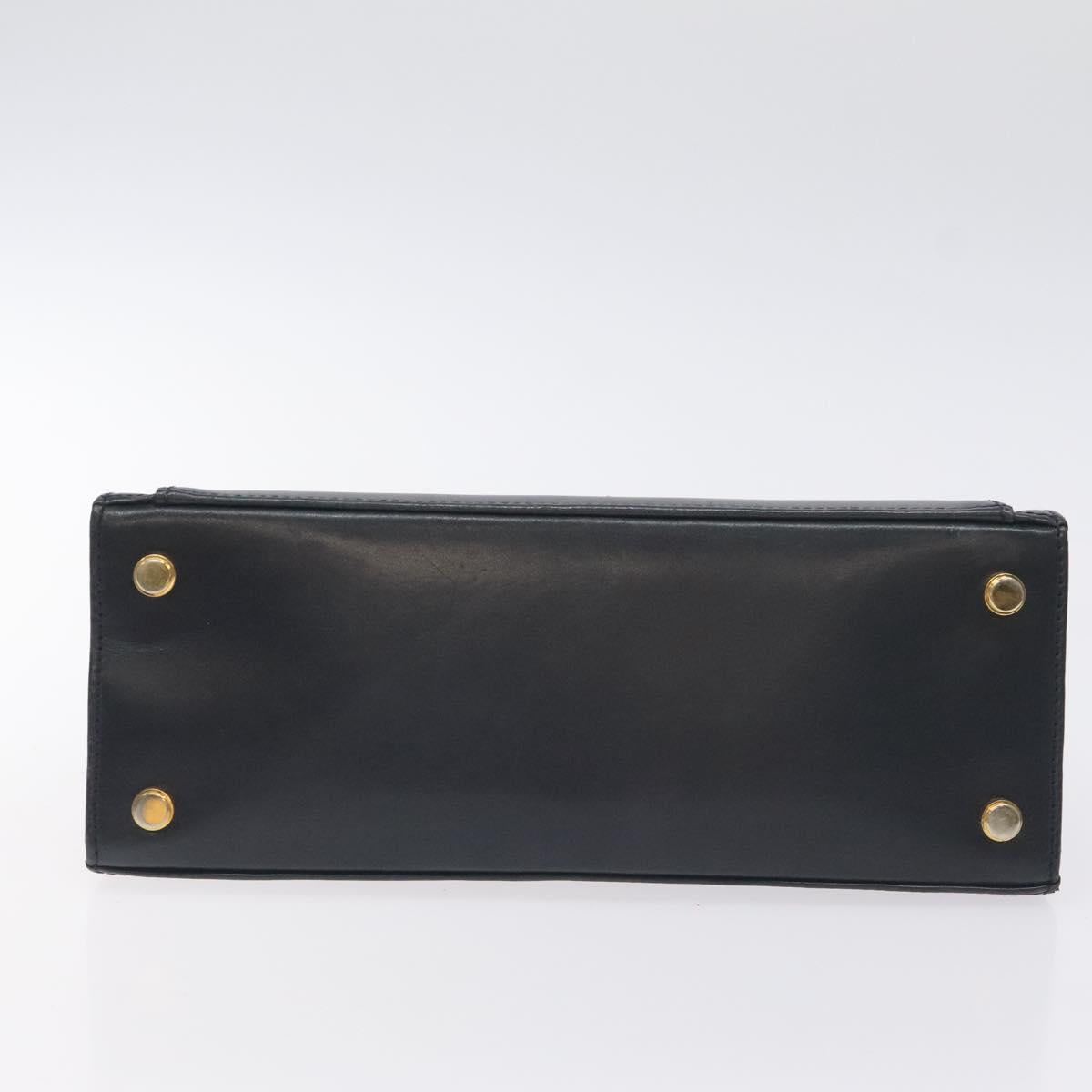 Salvatore Ferragamo Hand Bag Leather Black Gold Auth BA3911