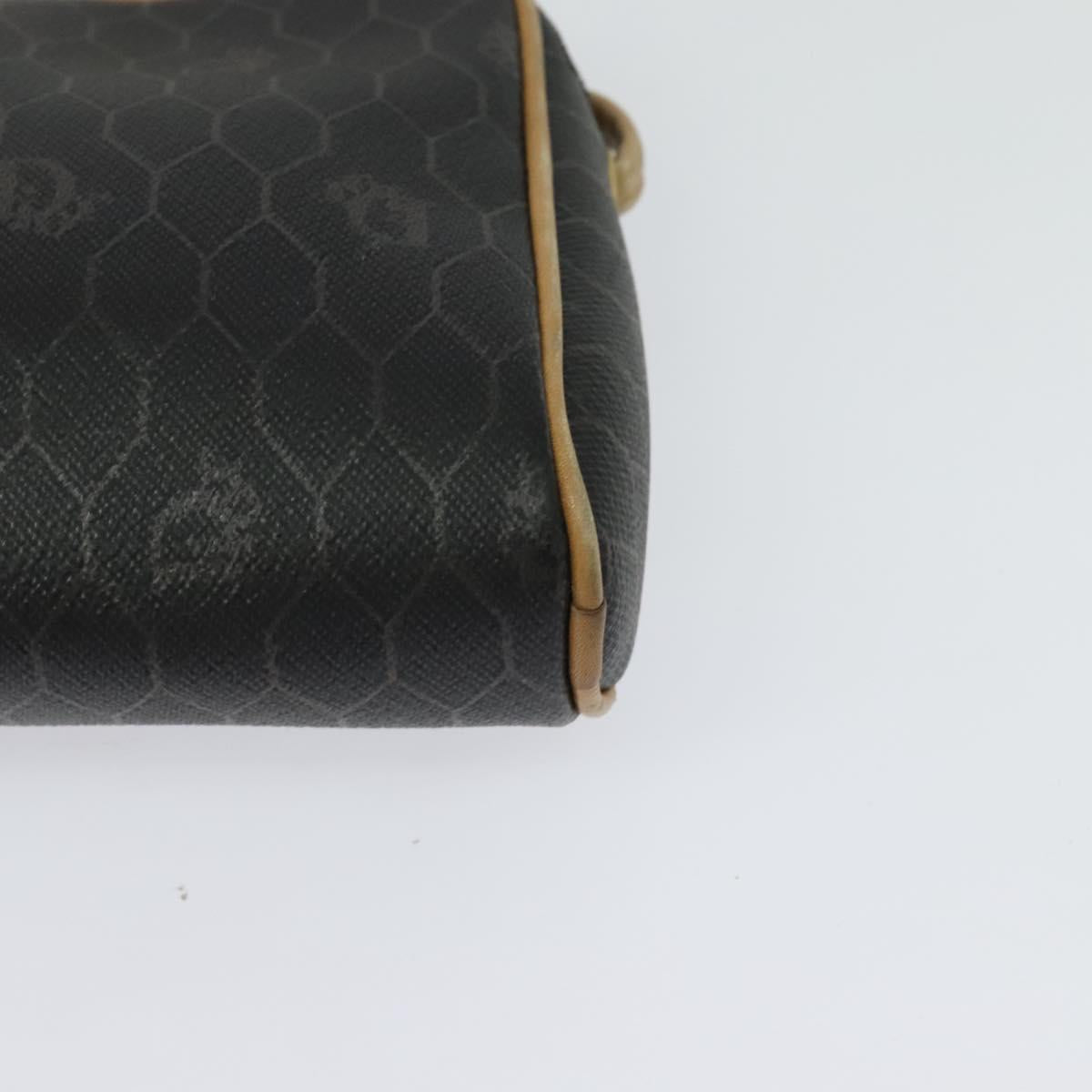 Christian Dior Honeycomb Canvas Shoulder Bag PVC Black Auth BA3916