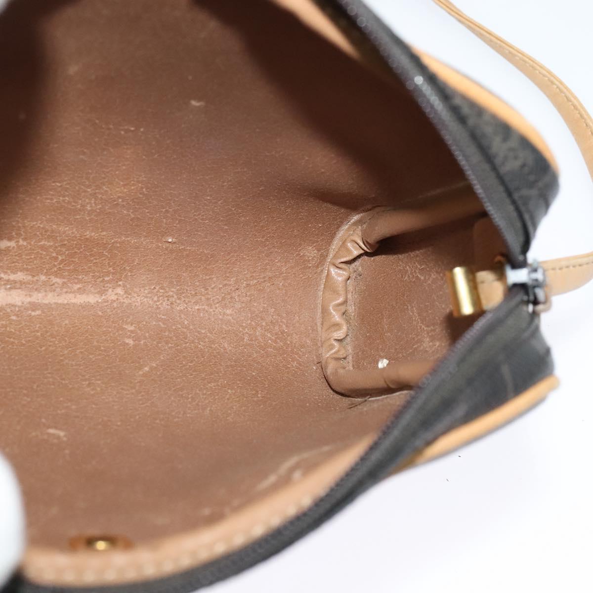 Christian Dior Honeycomb Canvas Shoulder Bag PVC Black Auth BA3916