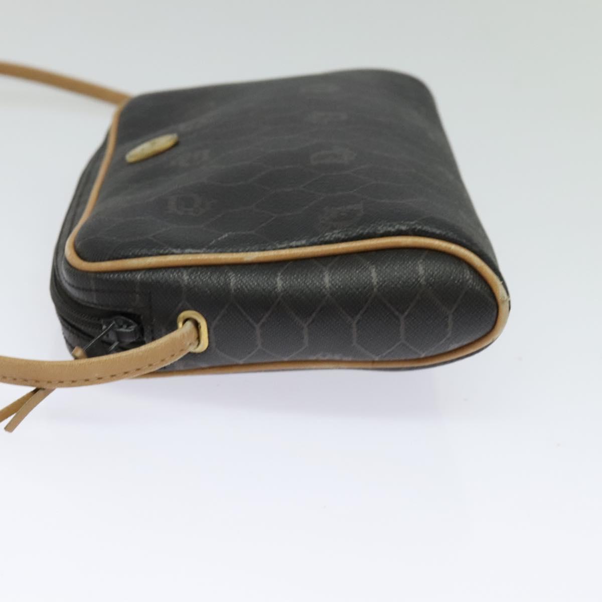 Christian Dior Honeycomb Canvas Shoulder Bag PVC Black Auth BA3916